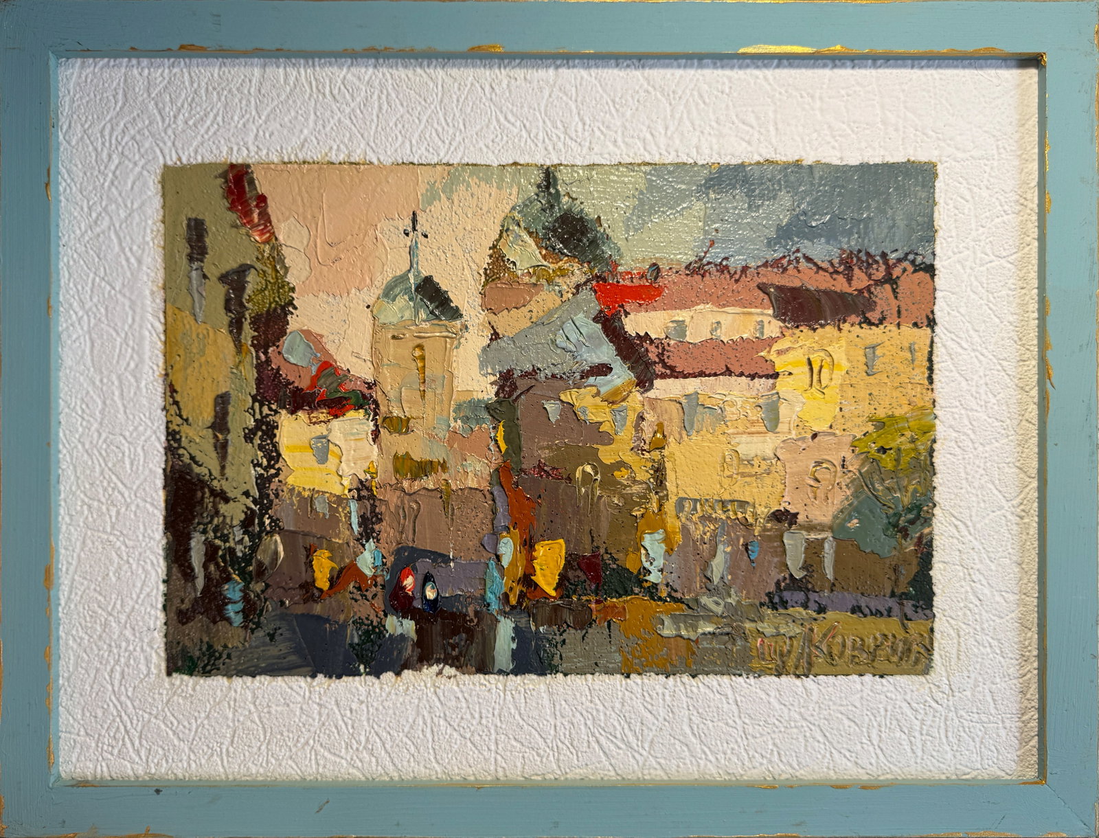 Oil painting with frame Lviv market square K. Leonid: 126KK Painter: K. Leonid S?ze: 30x40 cm/ 11.81x15.74 inches Components: oil, vinyl, cardboard Original painting CONDITION: exellent ERA:2019 ARTIST: Born in the village of Ostrov, what a beautiful nam