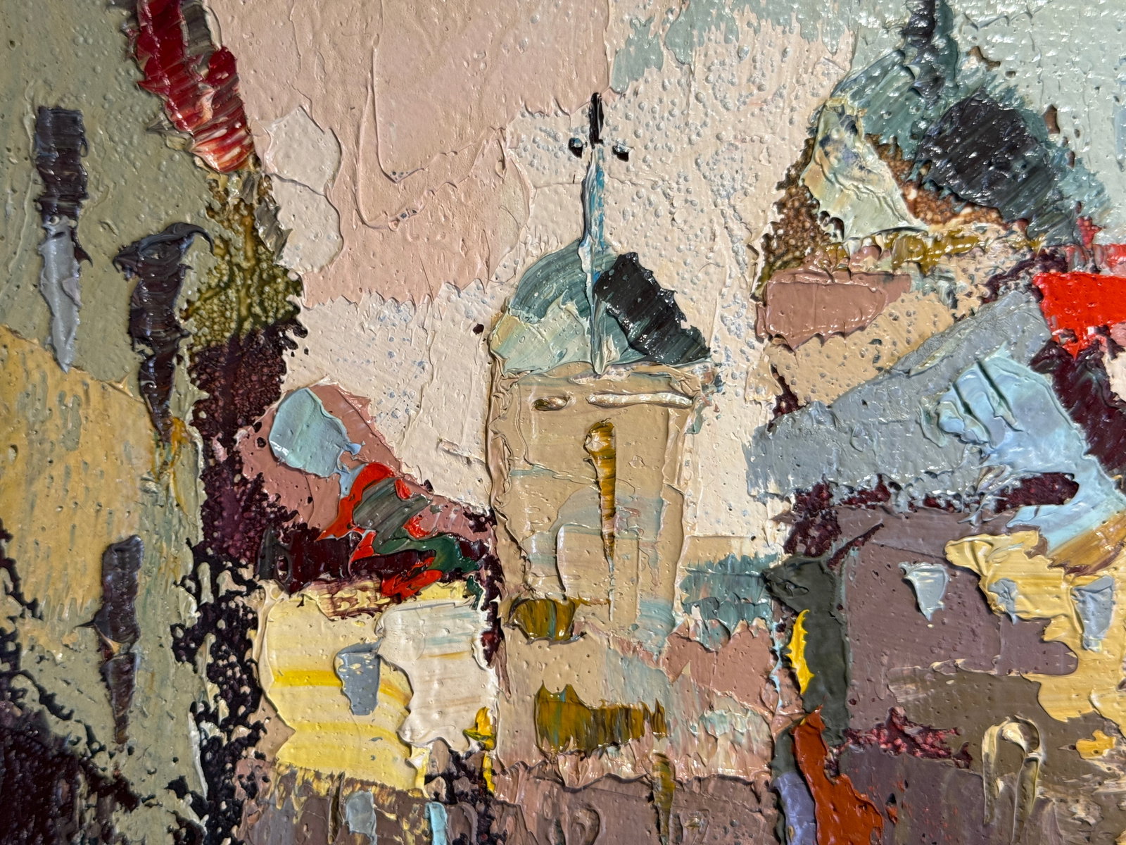 Oil painting with frame Lviv market square K. Leonid - 2