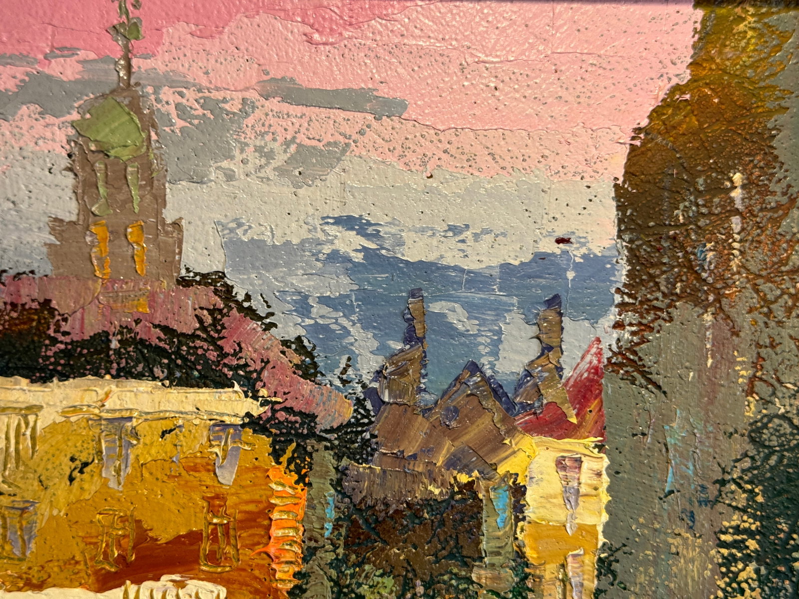 Oil painting with frame Lviv market square K. Leonid - 3