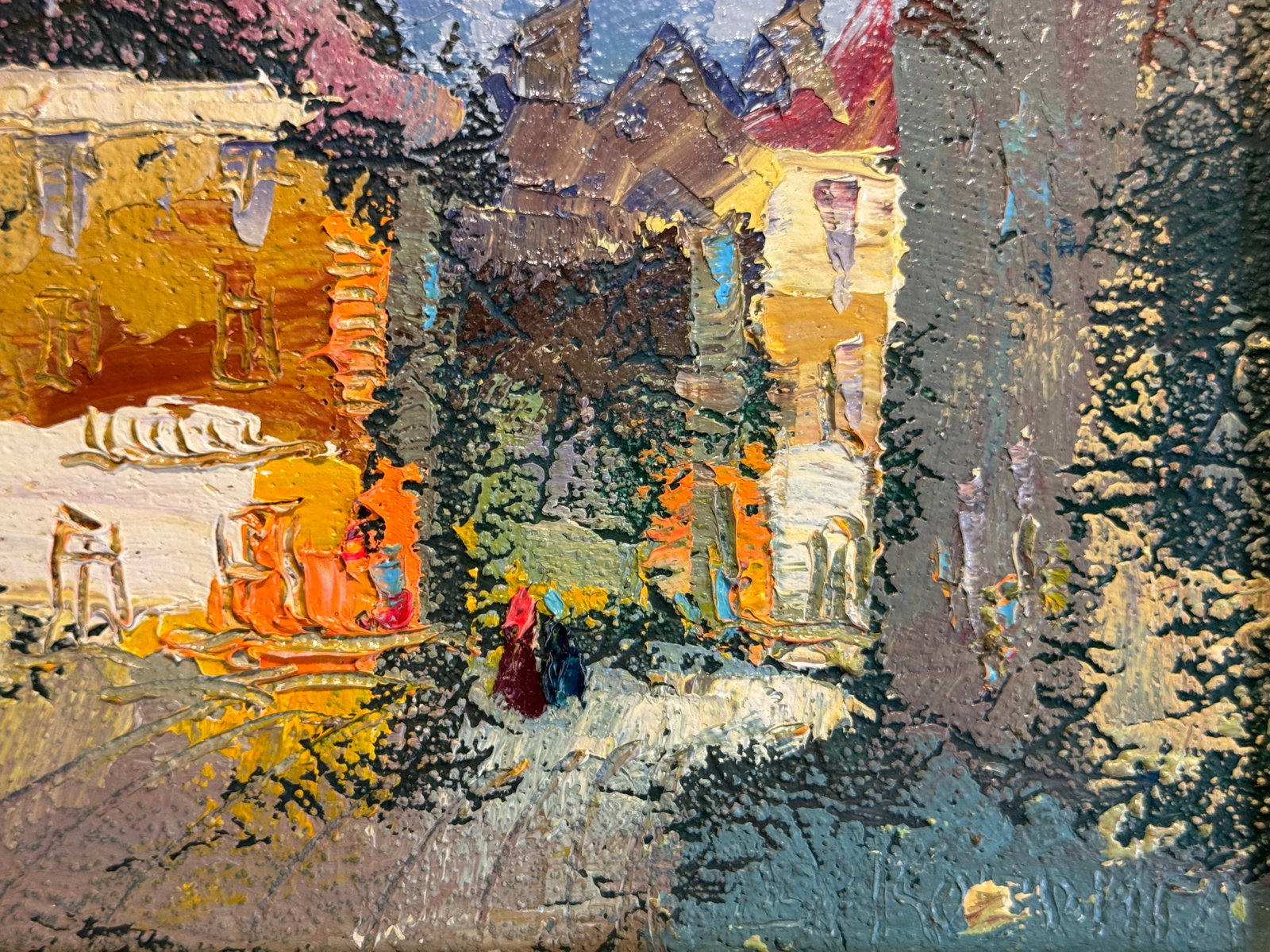 Oil painting with frame Lviv market square K. Leonid - 4
