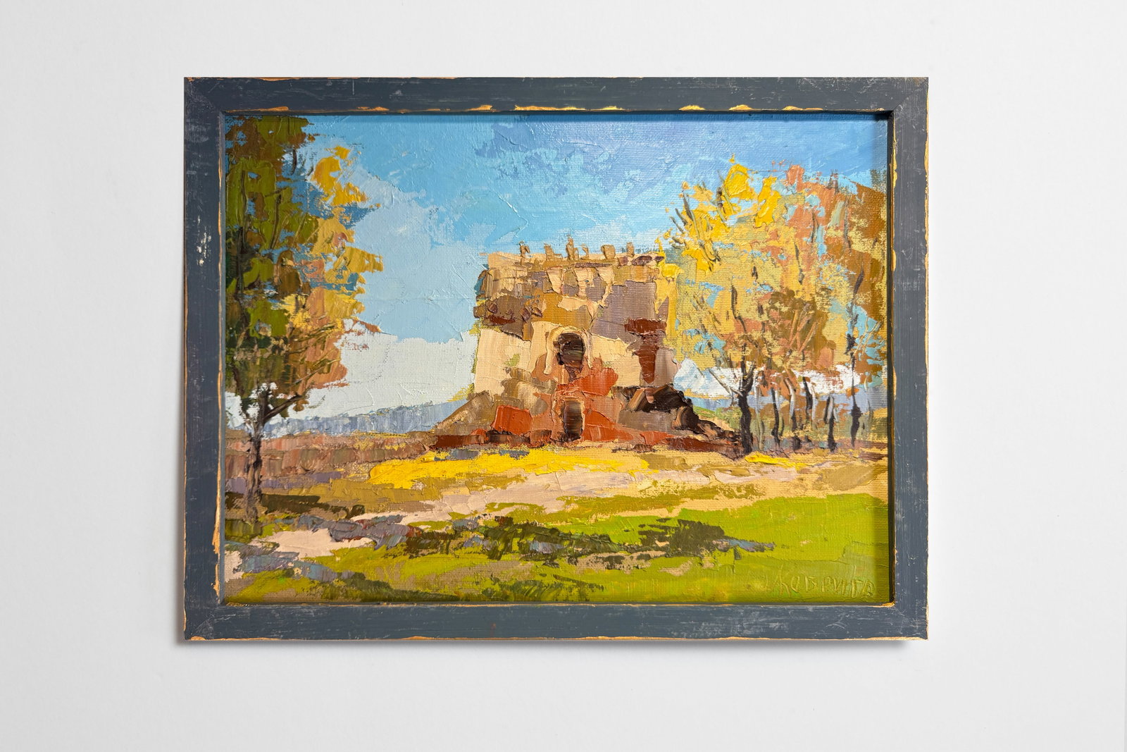 Oil painting with frame Round Tower (Ostroh) K. Leonid - 2