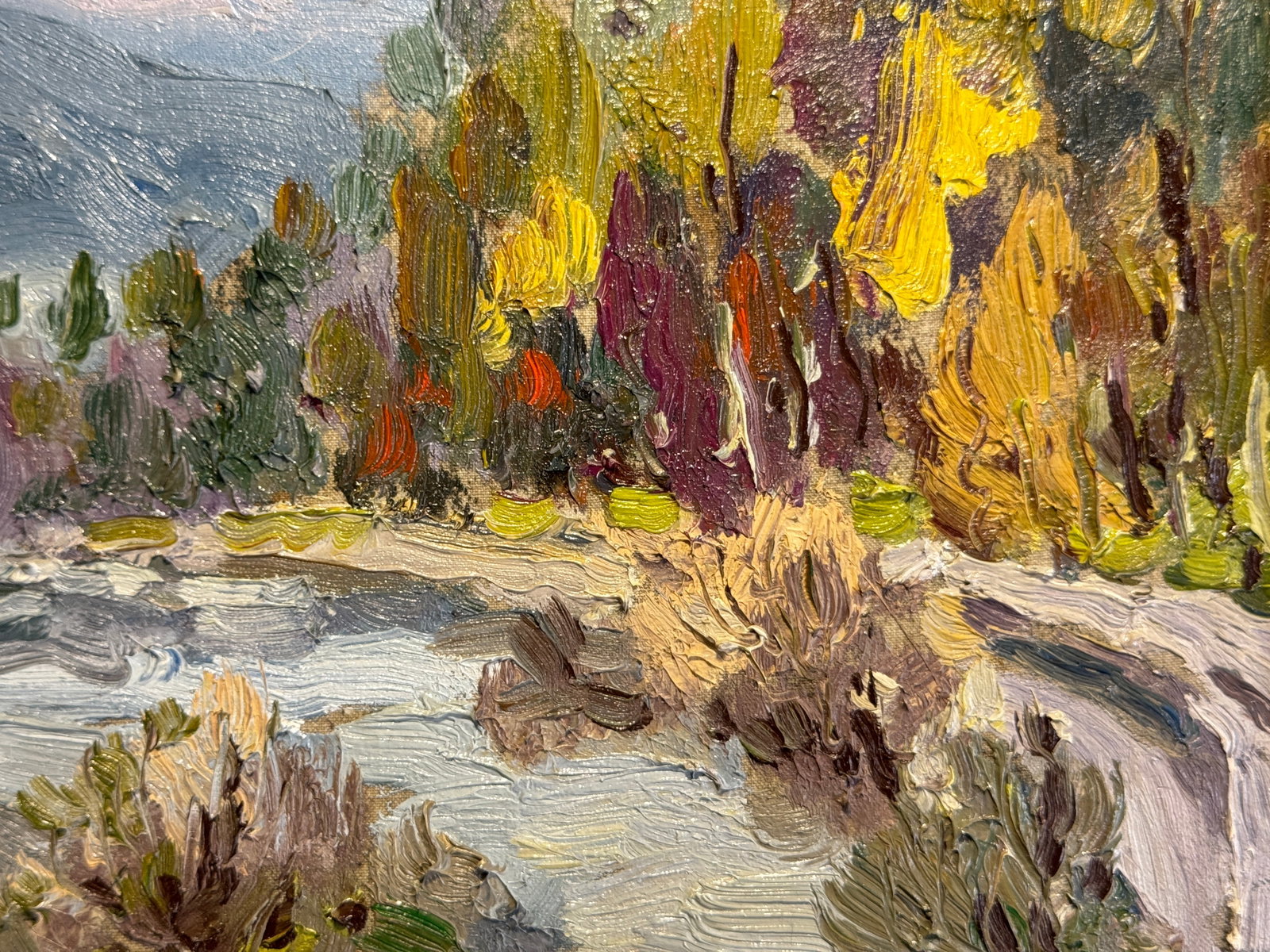 Oil painting with frame river in the Carpathians K. Leonid - 4
