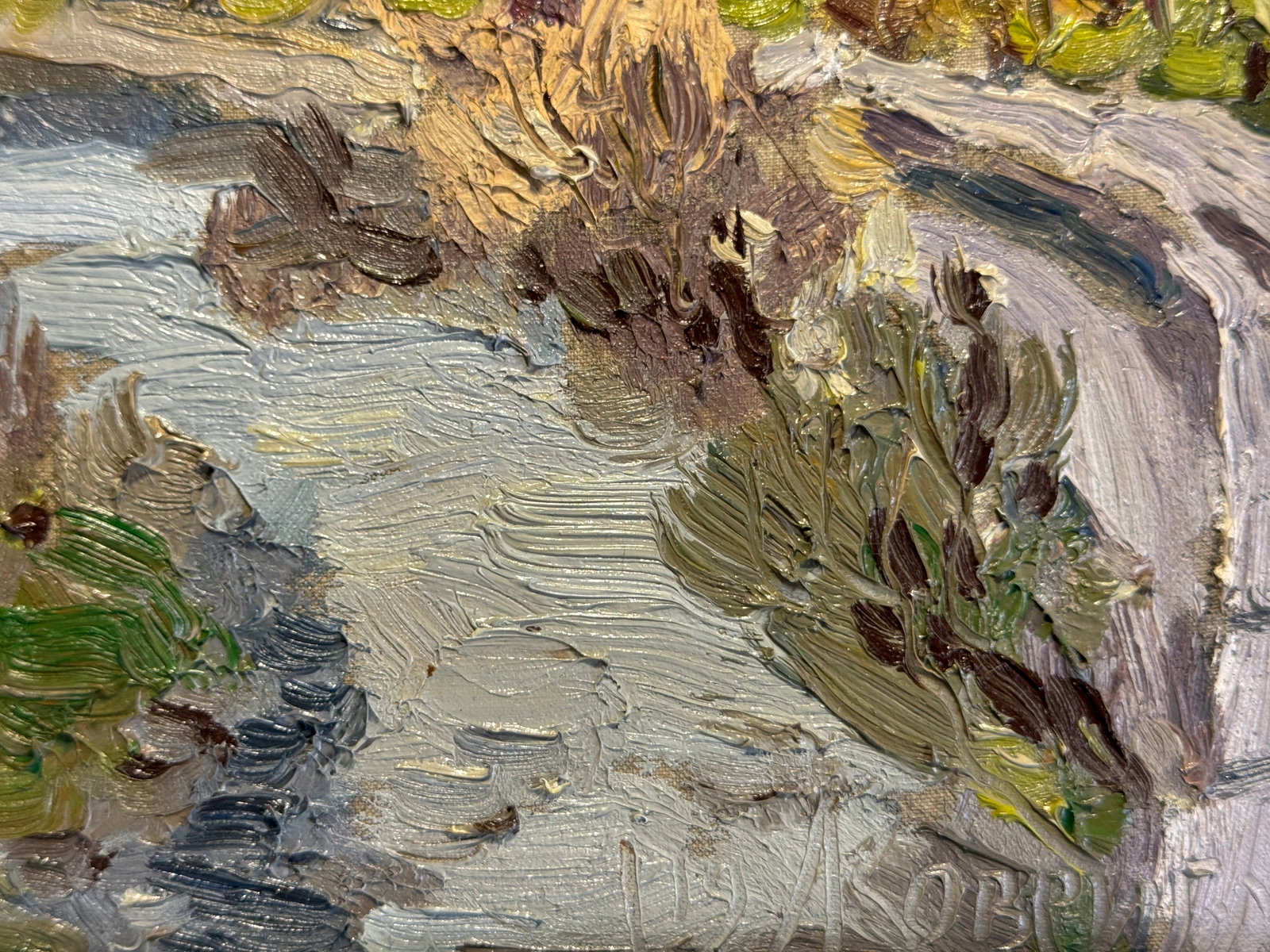 Oil painting with frame river in the Carpathians K. Leonid - 5
