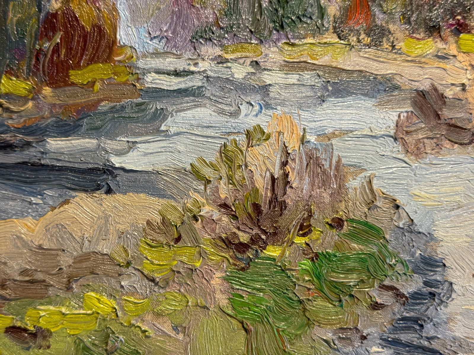 Oil painting with frame river in the Carpathians K. Leonid - 6