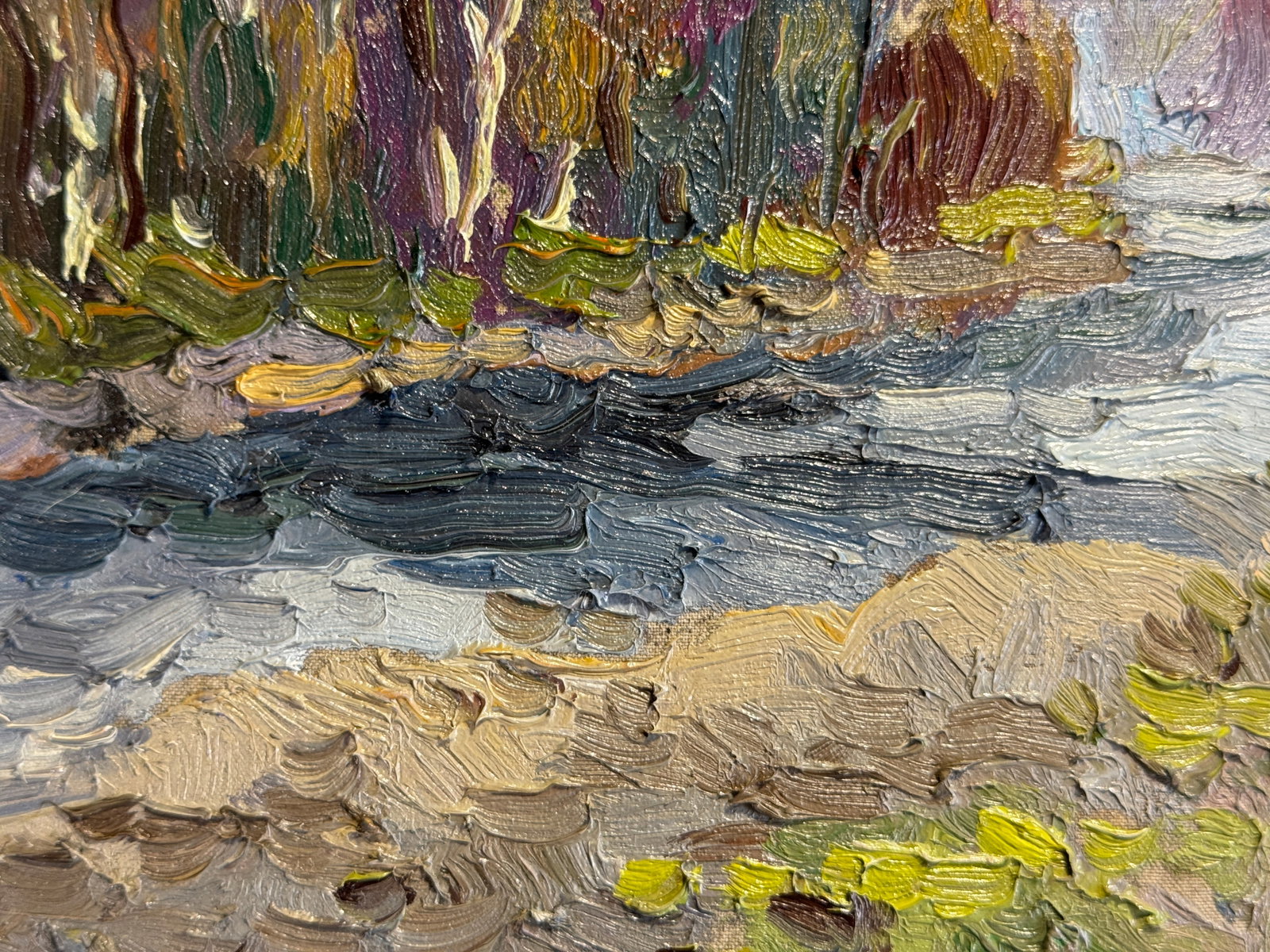 Oil painting with frame river in the Carpathians K. Leonid - 7