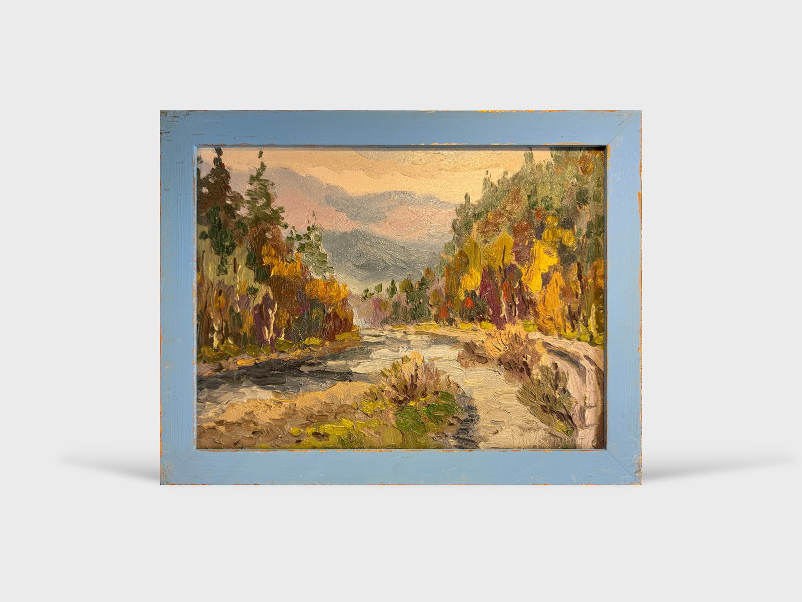 Oil painting with frame river in the Carpathians K. Leonid - 9