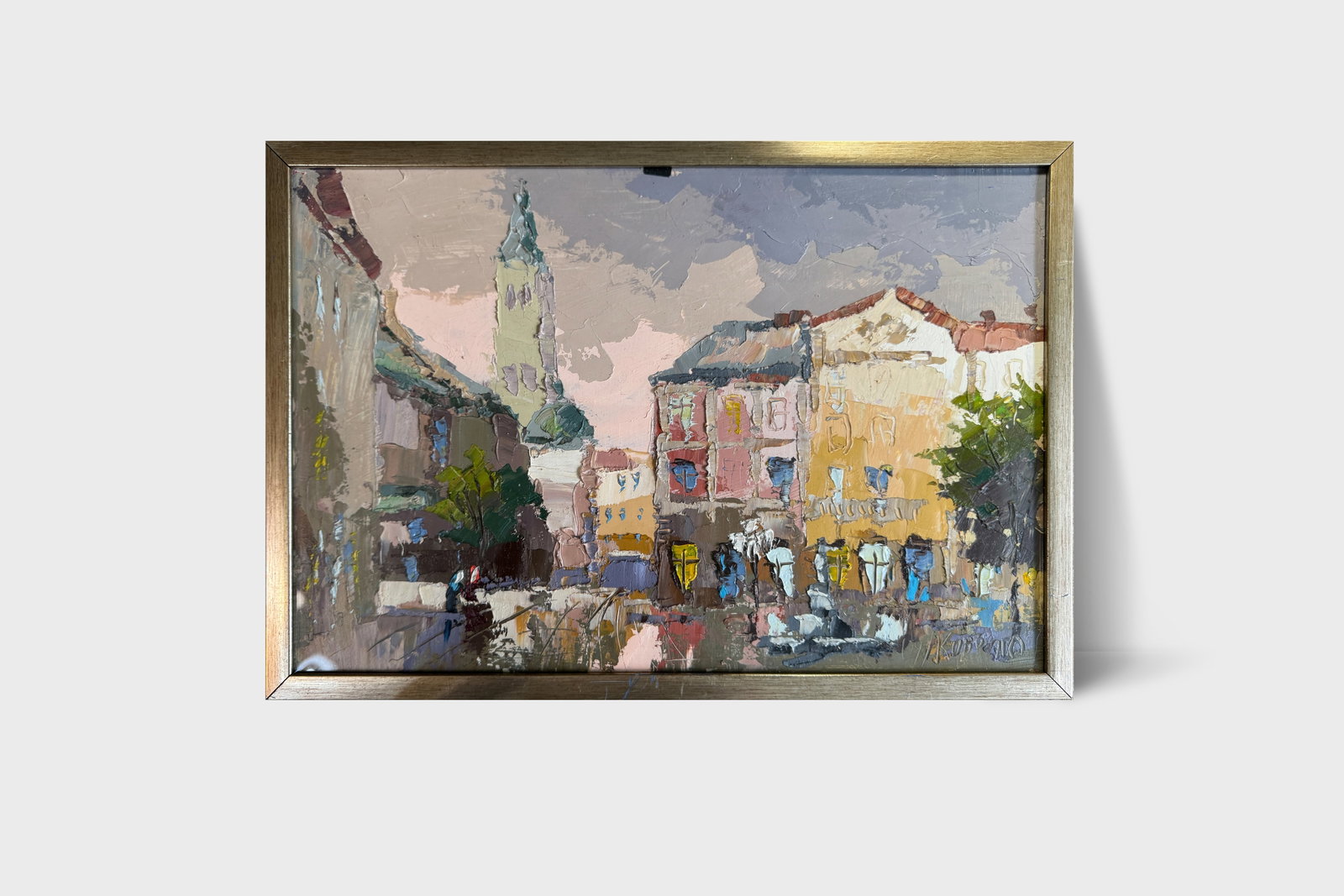Oil painting with frame Lviv market square K. Leonid - 10
