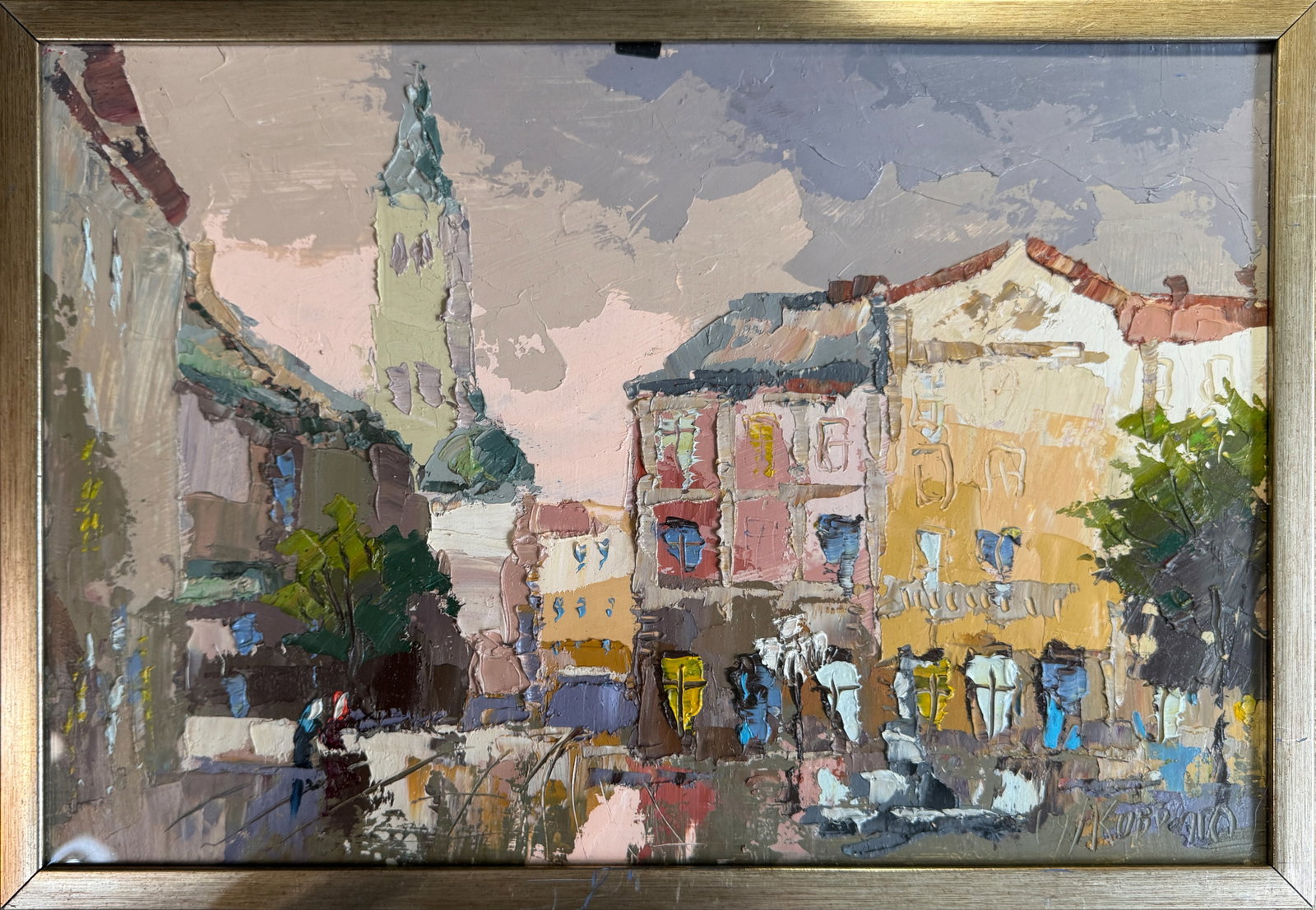 Oil painting with frame Lviv market square K. Leonid: 139KK Painter: K. Leonid S?ze: 30x45 cm/ 11.81x17.71 inches Components: oil, canvas, fiberboard Original painting CONDITION: exellent ERA:2019 ARTIST: Born in the village of Ostrov, what a beautiful n