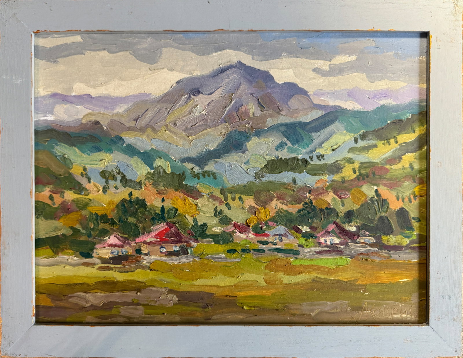 Oil painting with frame Carpathian mountain resort K. Leonid (1 of 8)