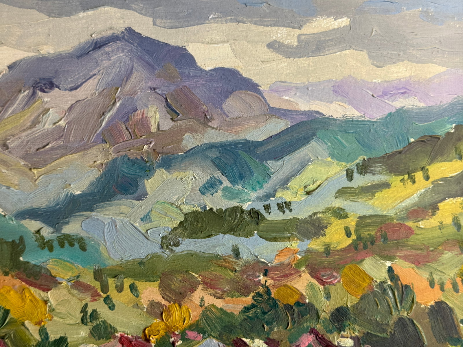 Oil painting with frame Carpathian mountain resort K. Leonid - 3