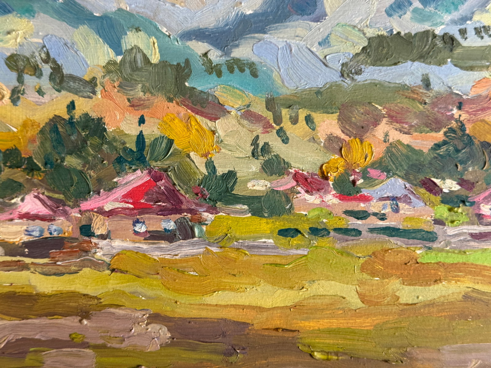 Oil painting with frame Carpathian mountain resort K. Leonid - 5