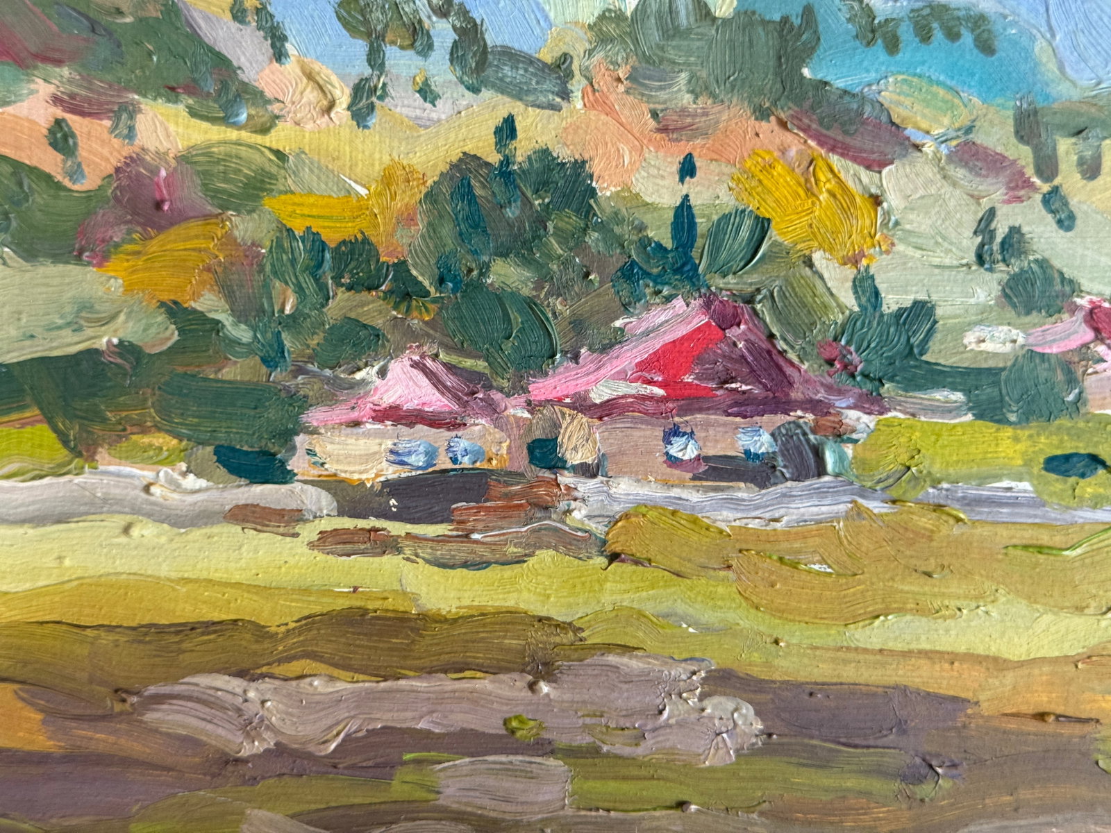 Oil painting with frame Carpathian mountain resort K. Leonid - 6