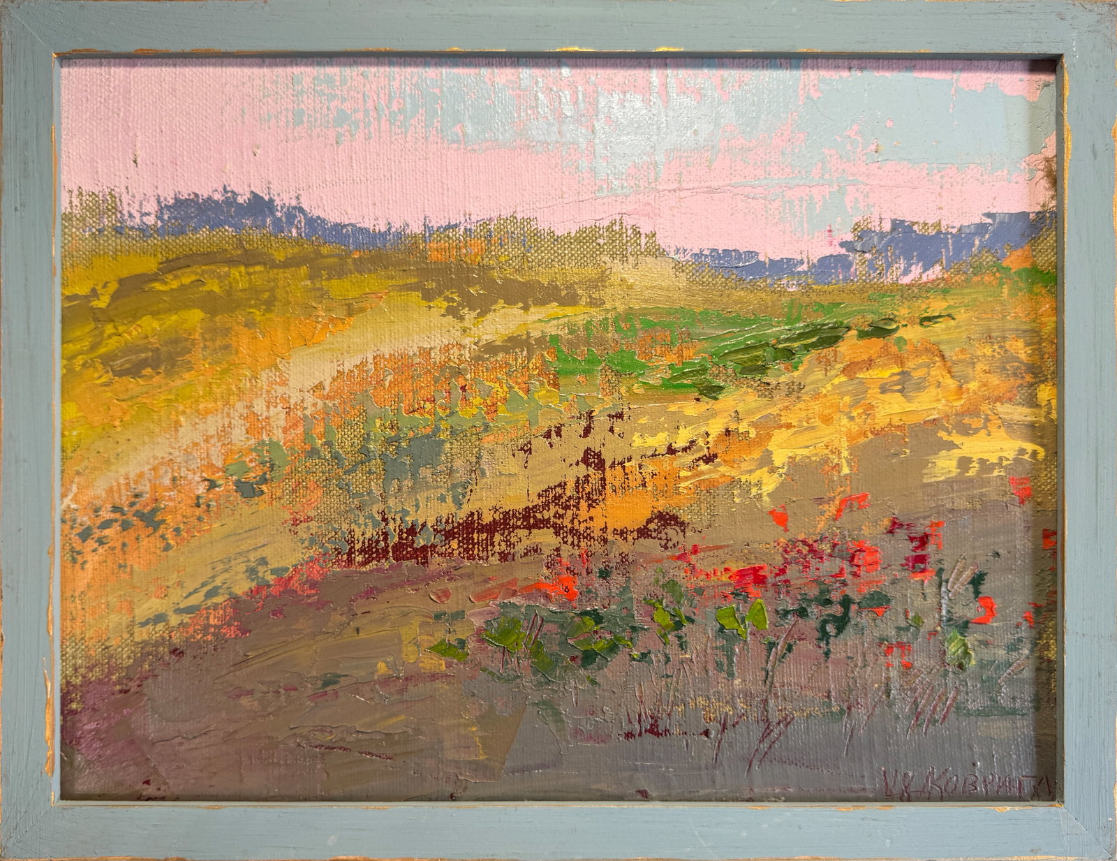 Oil painting with frame Poppies K. Leonid: 144KK Painter: K. Leonid S?ze: 30x40 cm/ 11.81x15.74 inches Components: oil, canvas Original painting CONDITION: exellent ERA:2018 ARTIST: Born in the village of Ostrov, what a beautiful name, located