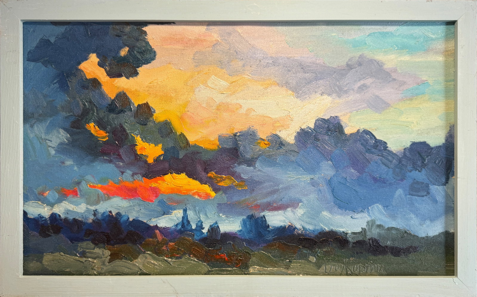 Oil painting with frame Morning K. Leonid: 148KK Painter: K. Leonid S?ze: 30x50 cm/ 11.81x19.68 inches Components: oil, canvas, cardboard Original painting CONDITION: exellent ERA:2020 ARTIST: Born in the village of Ostrov, what a beautiful na