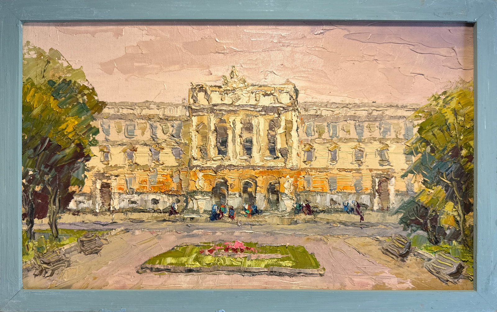 Oil painting with frame Ivan Franko National University of Lviv K. Leonid: 154KK Painter: K. Leonid S?ze: 30x50 cm/ 11.81x19.68 inches Components: oil, canvas, cardboard Original painting CONDITION: exellent ERA:2021 ARTIST: Born in the village of Ostrov, what a beautiful na