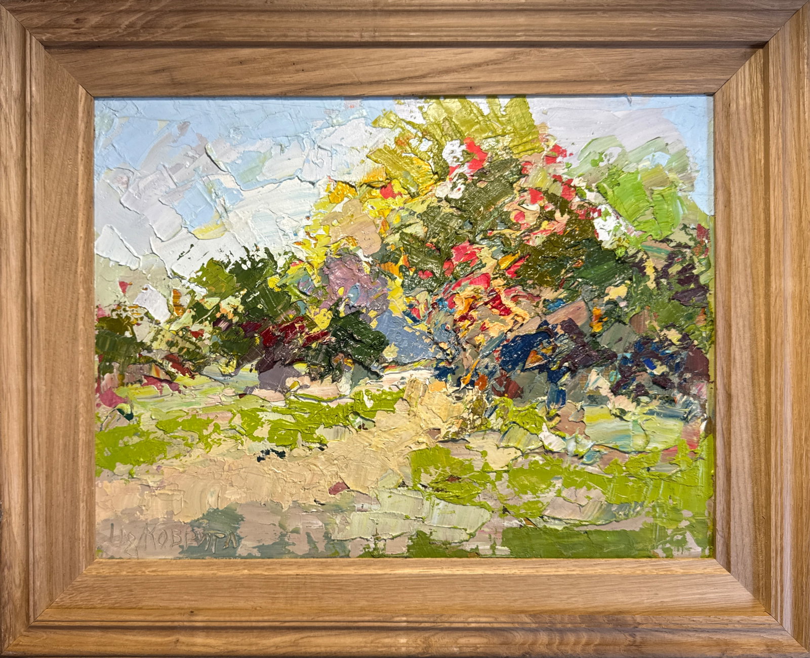 Oil painting with frame Landscape K. Leonid: 158KK Painter: K. Leonid S?ze: 30x40 cm/ 11.81x15.74 inches Components: oil, canvas, cardboard Original painting CONDITION: exellent ERA:2018 ARTIST: Born in the village of Ostrov, what a beautiful na