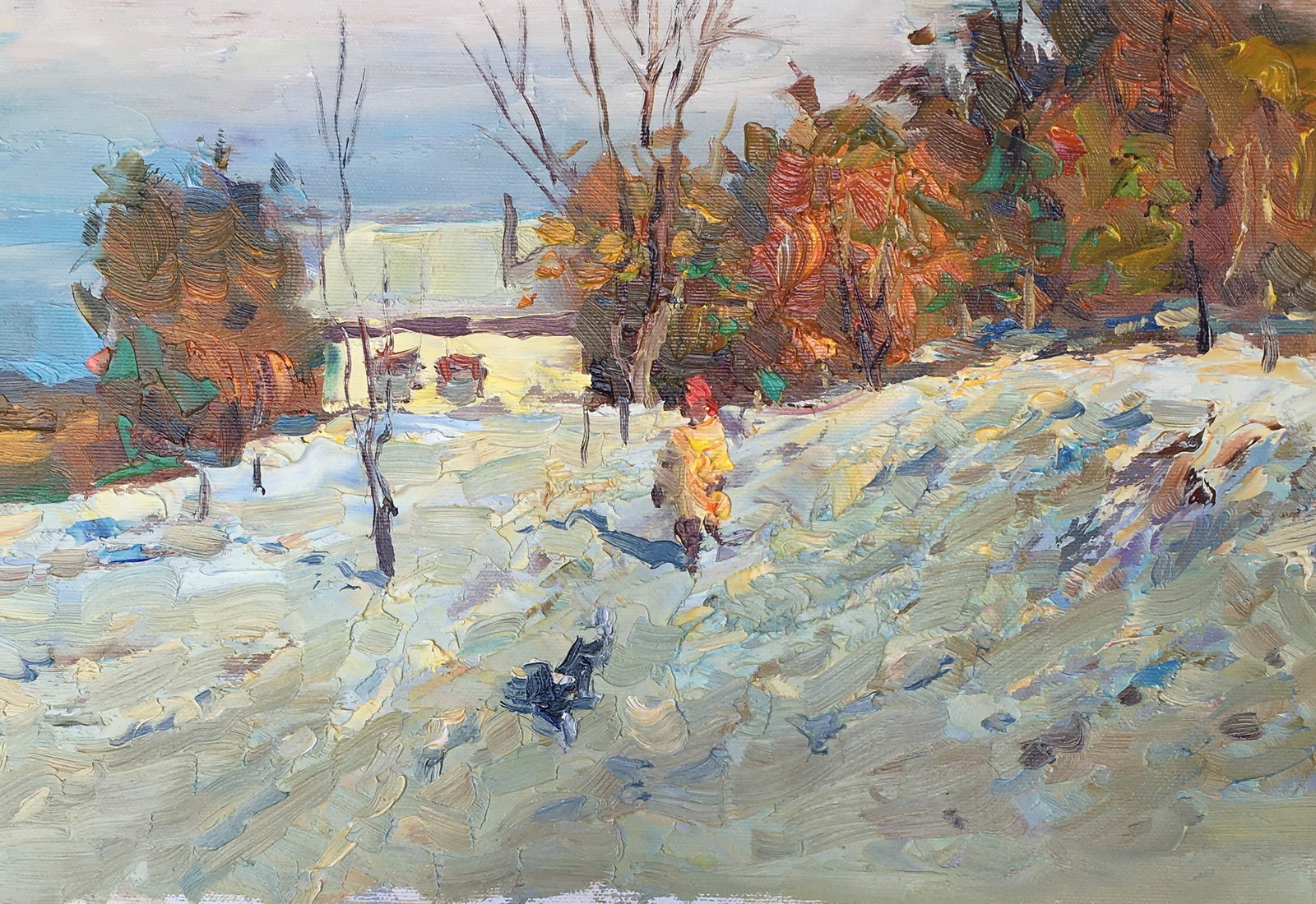 Oil painting On a walk Sergey Ivanovich Animov: 284DDD Painter: Sergey Ivanovich Animov S?ze: 26x38 cm/10,23x14,96 inches Components: canvas, oil Original painting from our collection ERA: modern About the artist: Serhiy Ivanovych was born on May