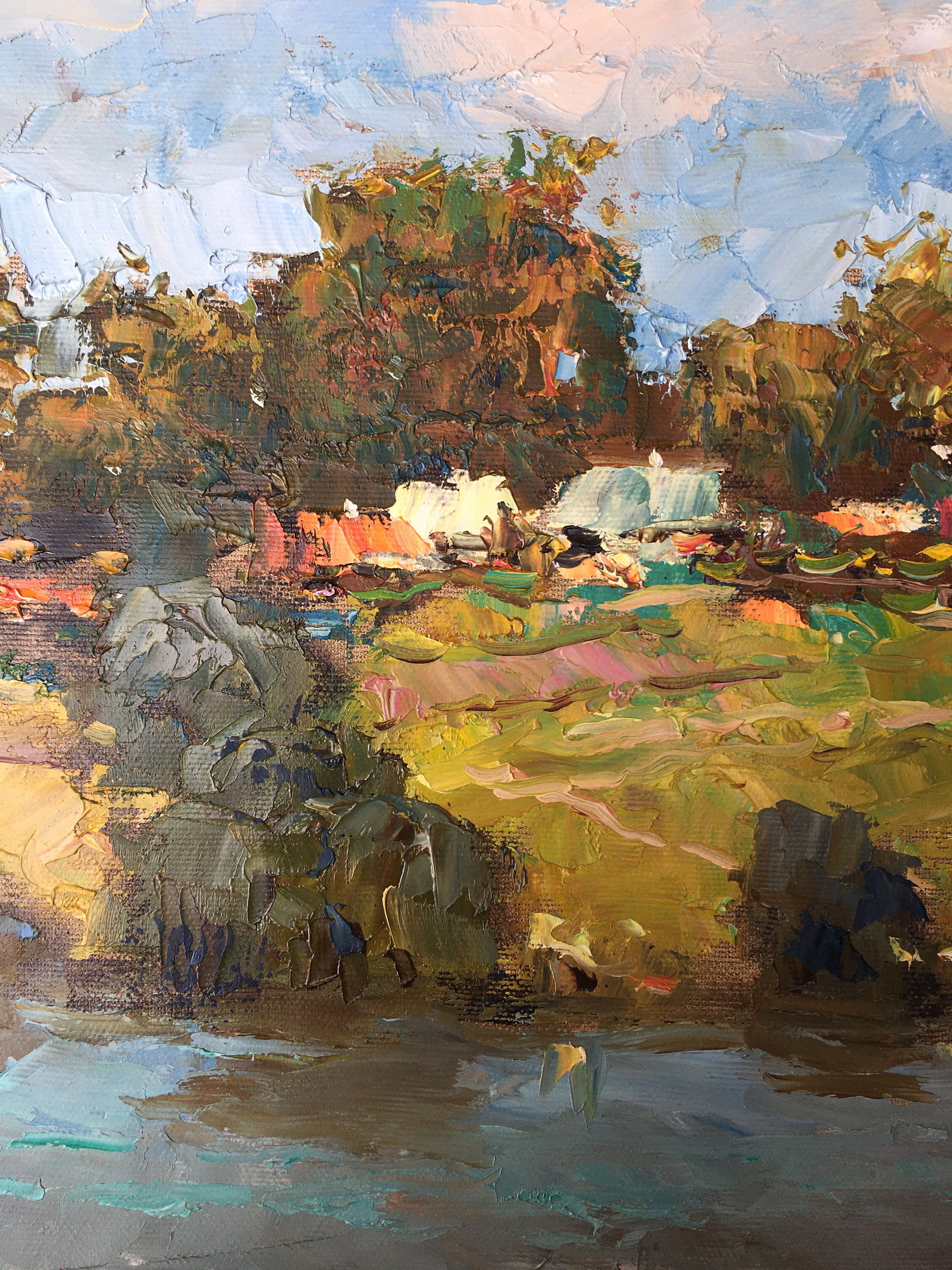 Oil painting Village near the river Sergey Ivanovich Animov - 4
