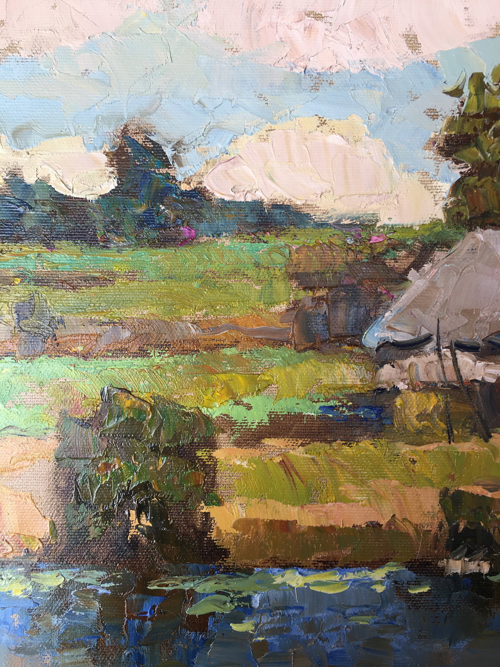 Oil painting Farm over the pond Sergey Ivanovich Animov - 4