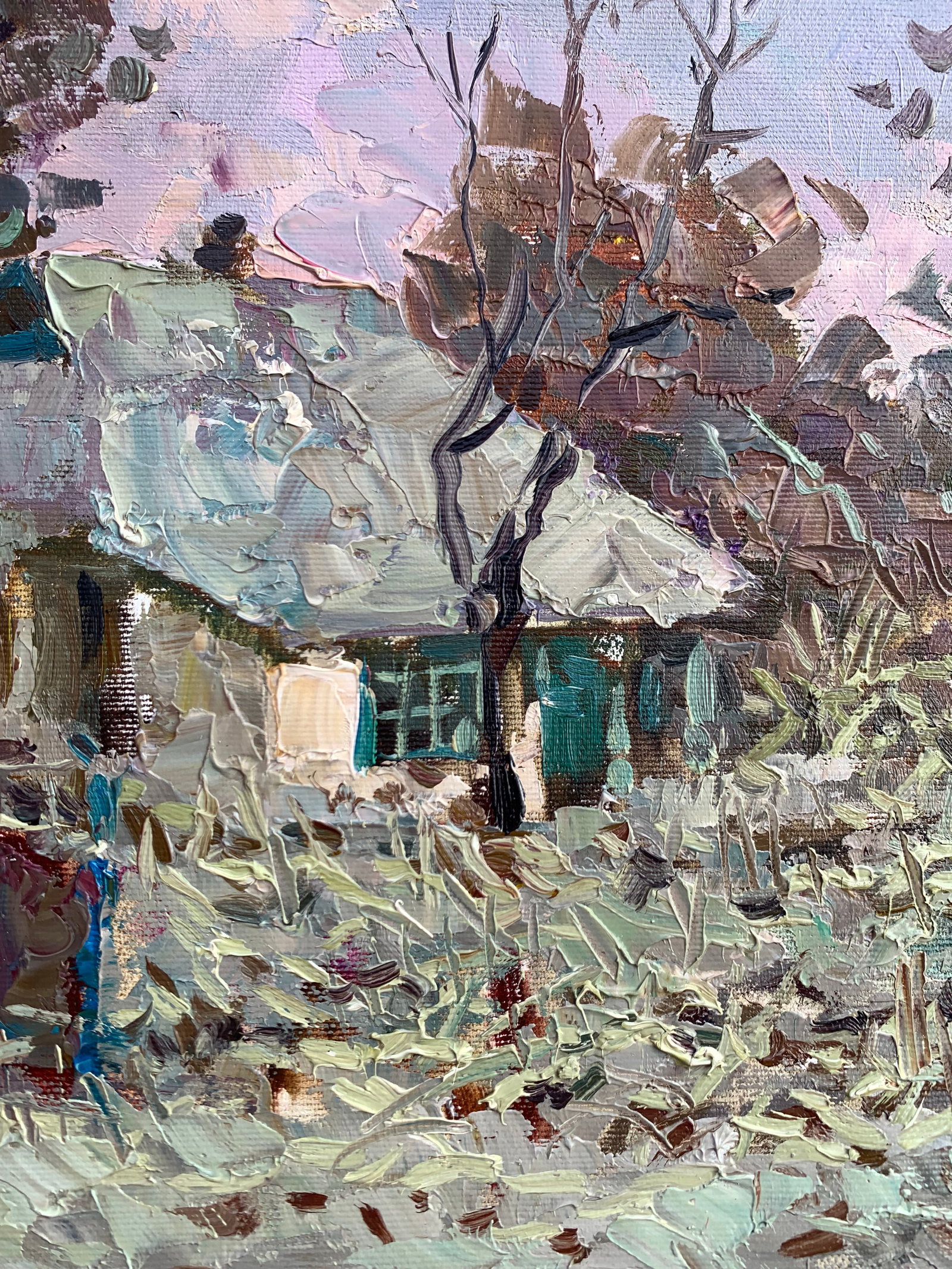 Oil painting Snowy yard Sergey Ivanovich Animov - 6