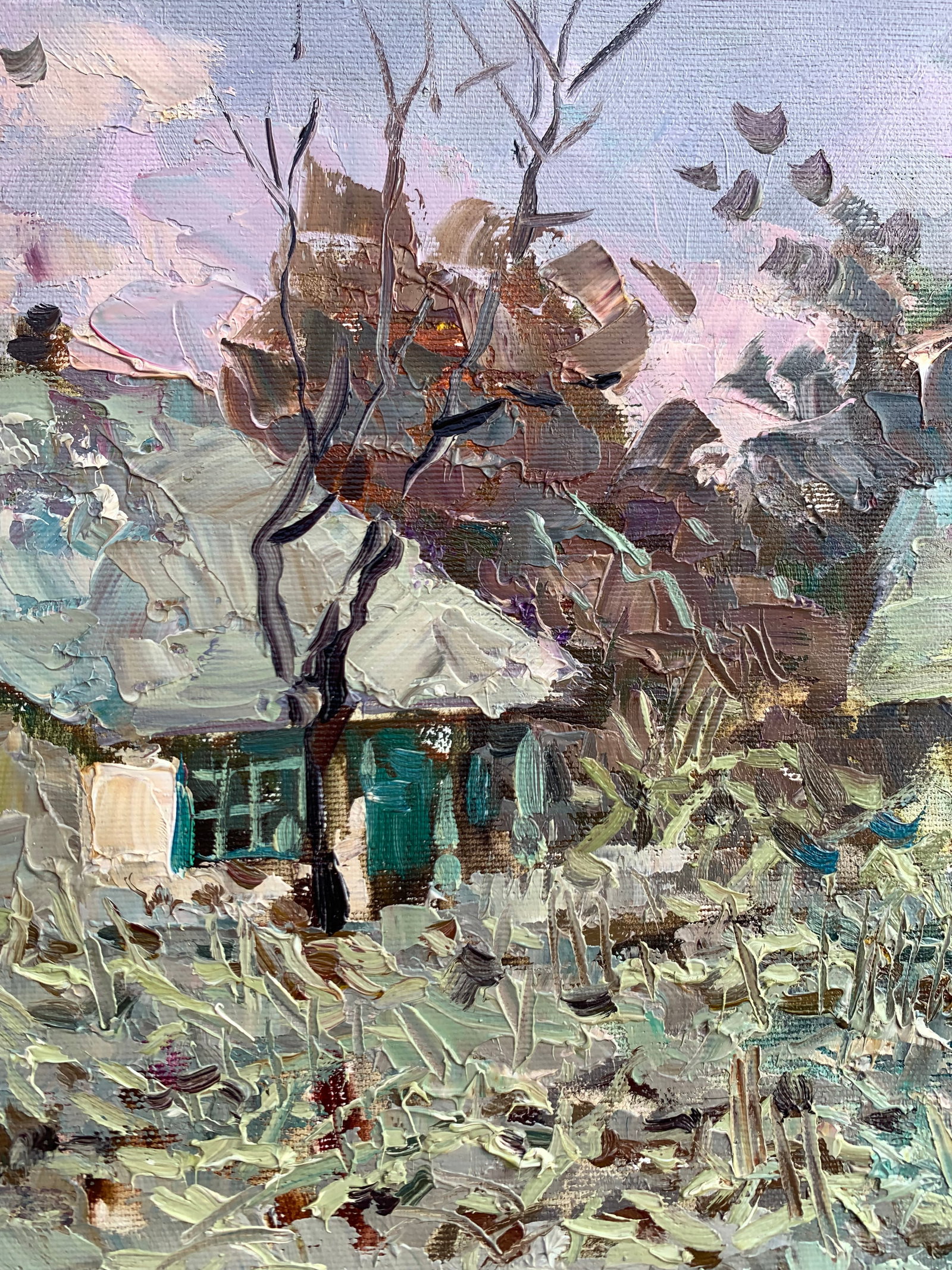 Oil painting Snowy yard Sergey Ivanovich Animov - 7