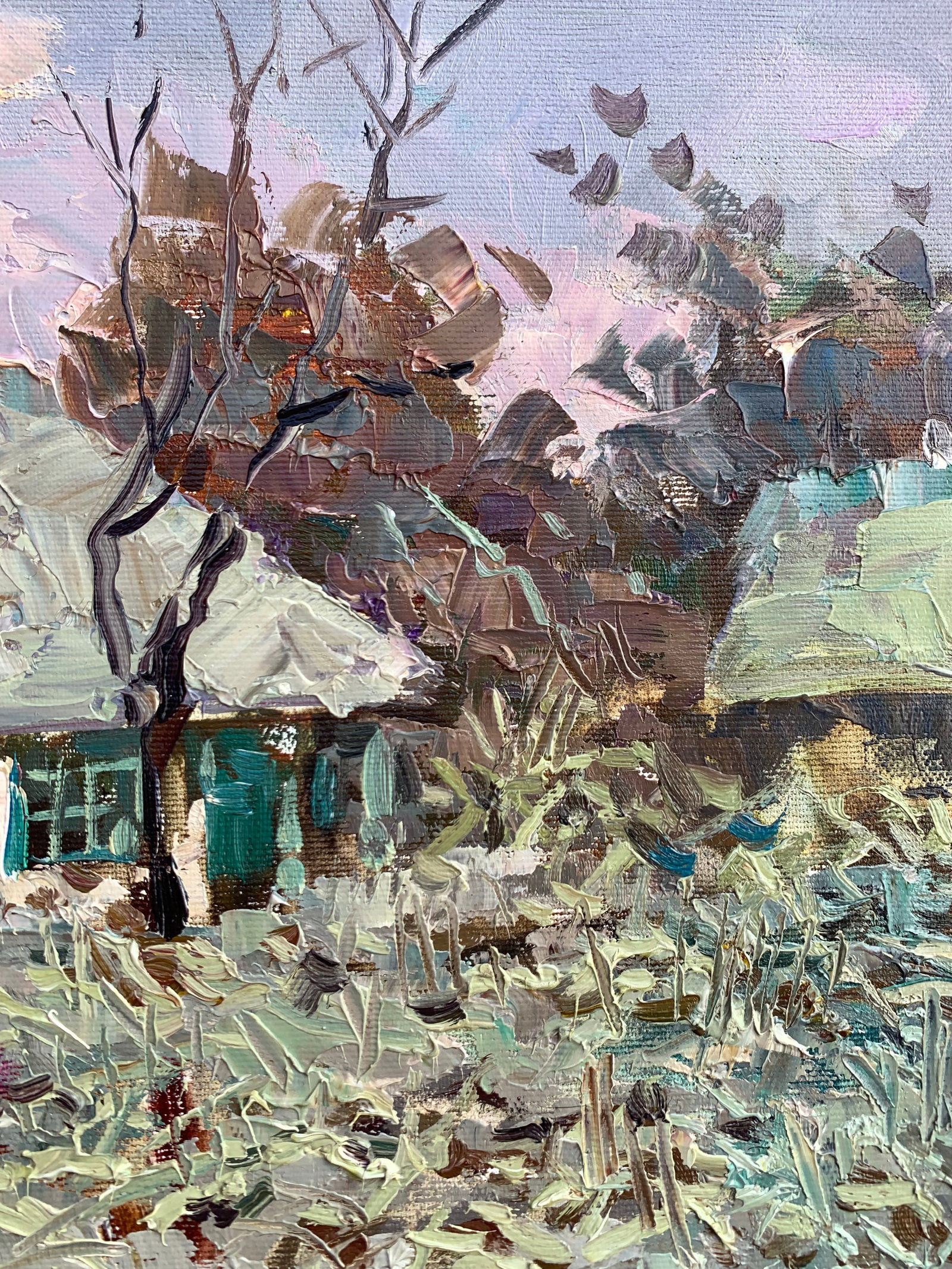Oil painting Snowy yard Sergey Ivanovich Animov - 8