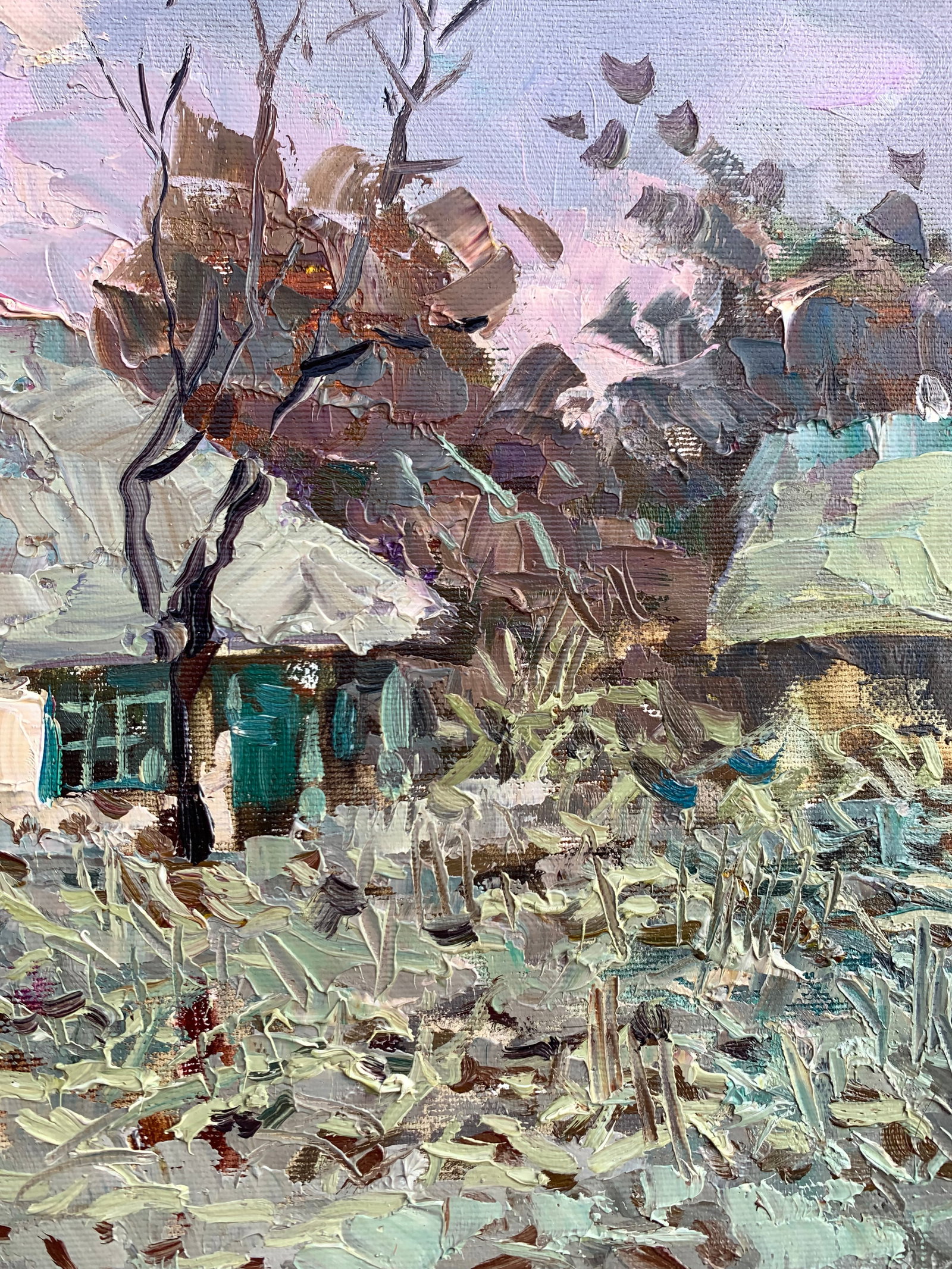 Oil painting Snowy yard Sergey Ivanovich Animov - 9