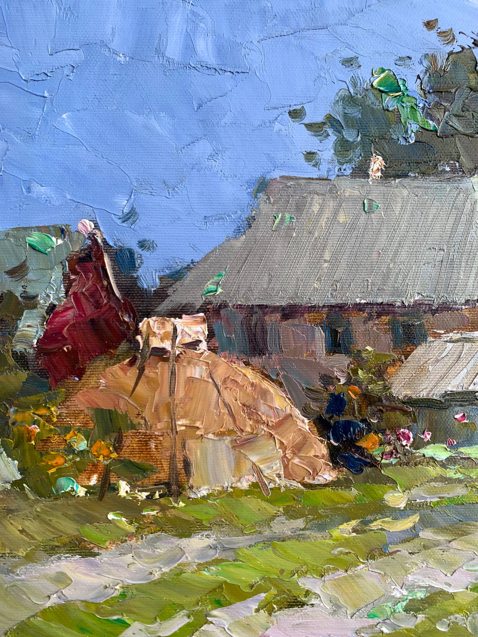 Oil painting Summer afternoon in the village Sergey Ivanovich Animov - 3