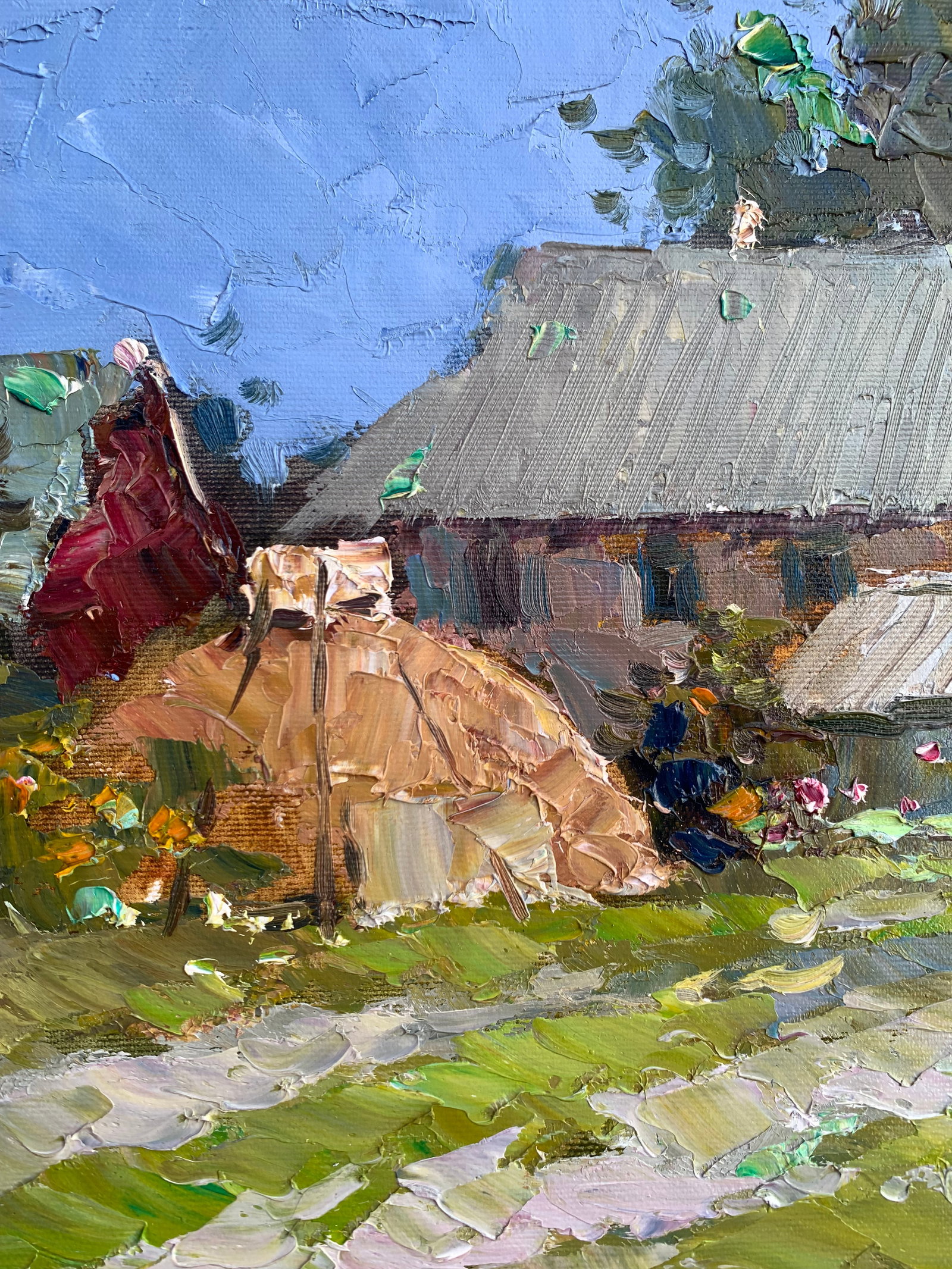 Oil painting Summer afternoon in the village Sergey Ivanovich Animov - 4