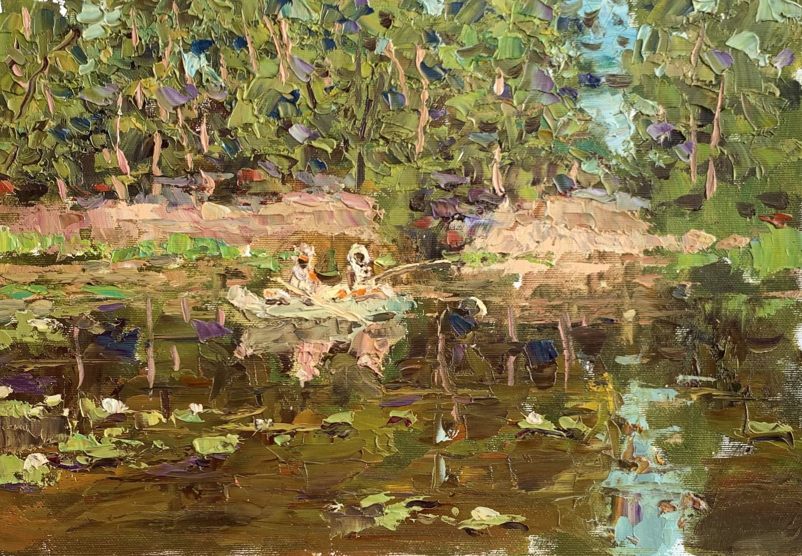 Oil painting Summer fishing Sergey Ivanovich Animov: 317DDD Painter: Sergey Ivanovich Animov S?ze: 26x38 cm/10,23x14,96 inches Components: canvas, oil Original painting from our collection ERA: modern About the artist: Serhiy Ivanovych was born on May 1