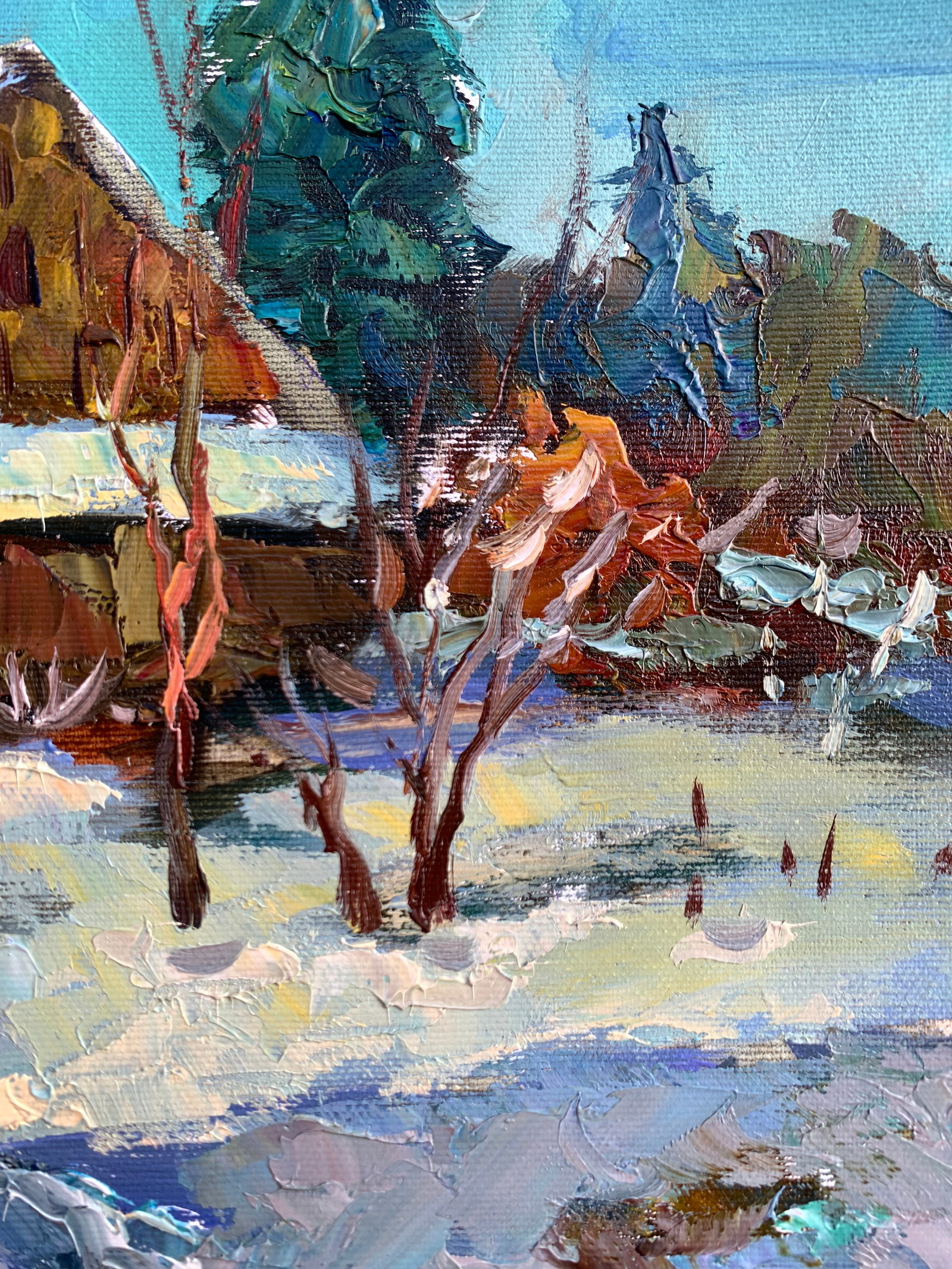 Oil painting House by the winter forest Sergey Ivanovich Animov - 11