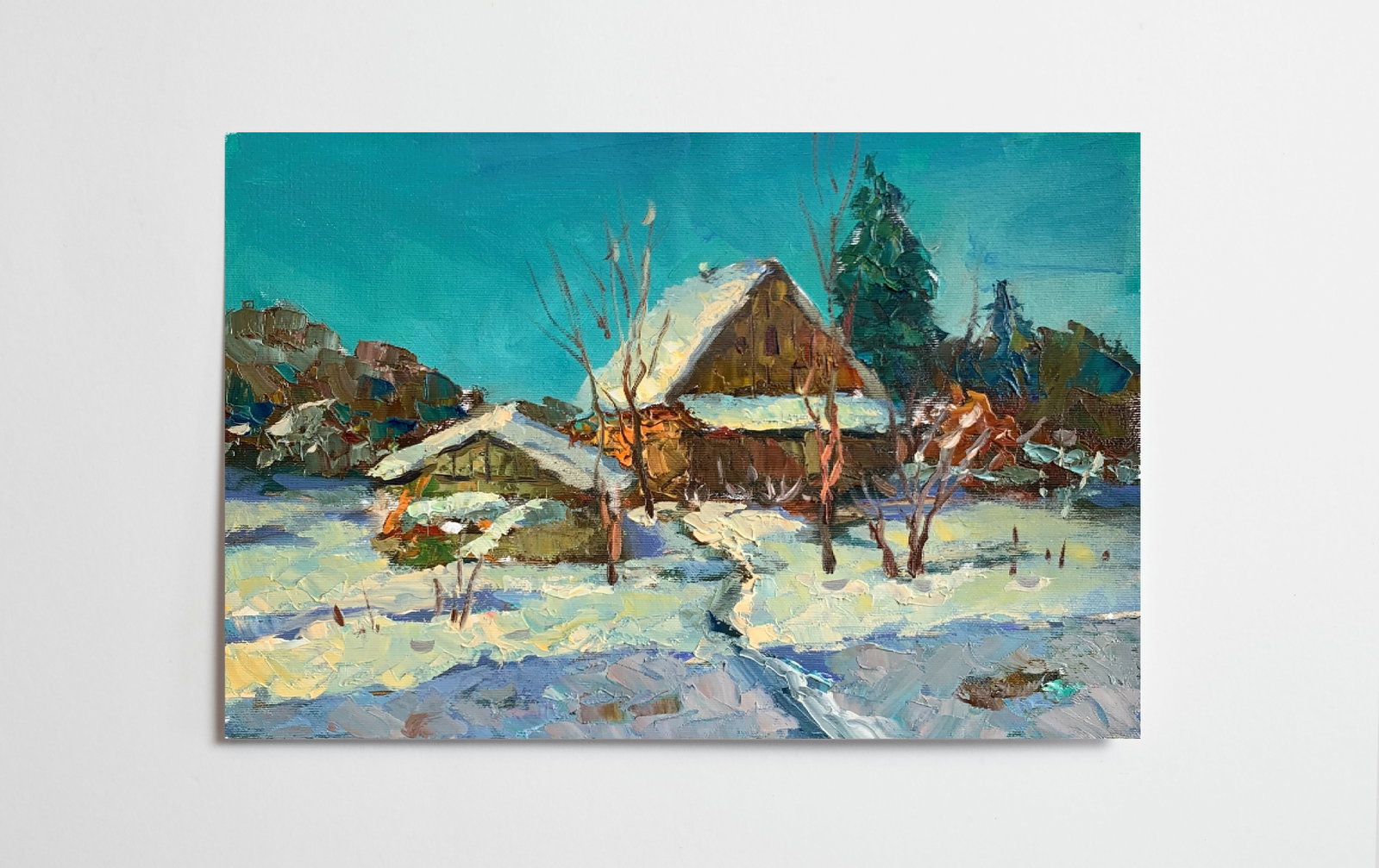 Oil painting House by the winter forest Sergey Ivanovich Animov - 2