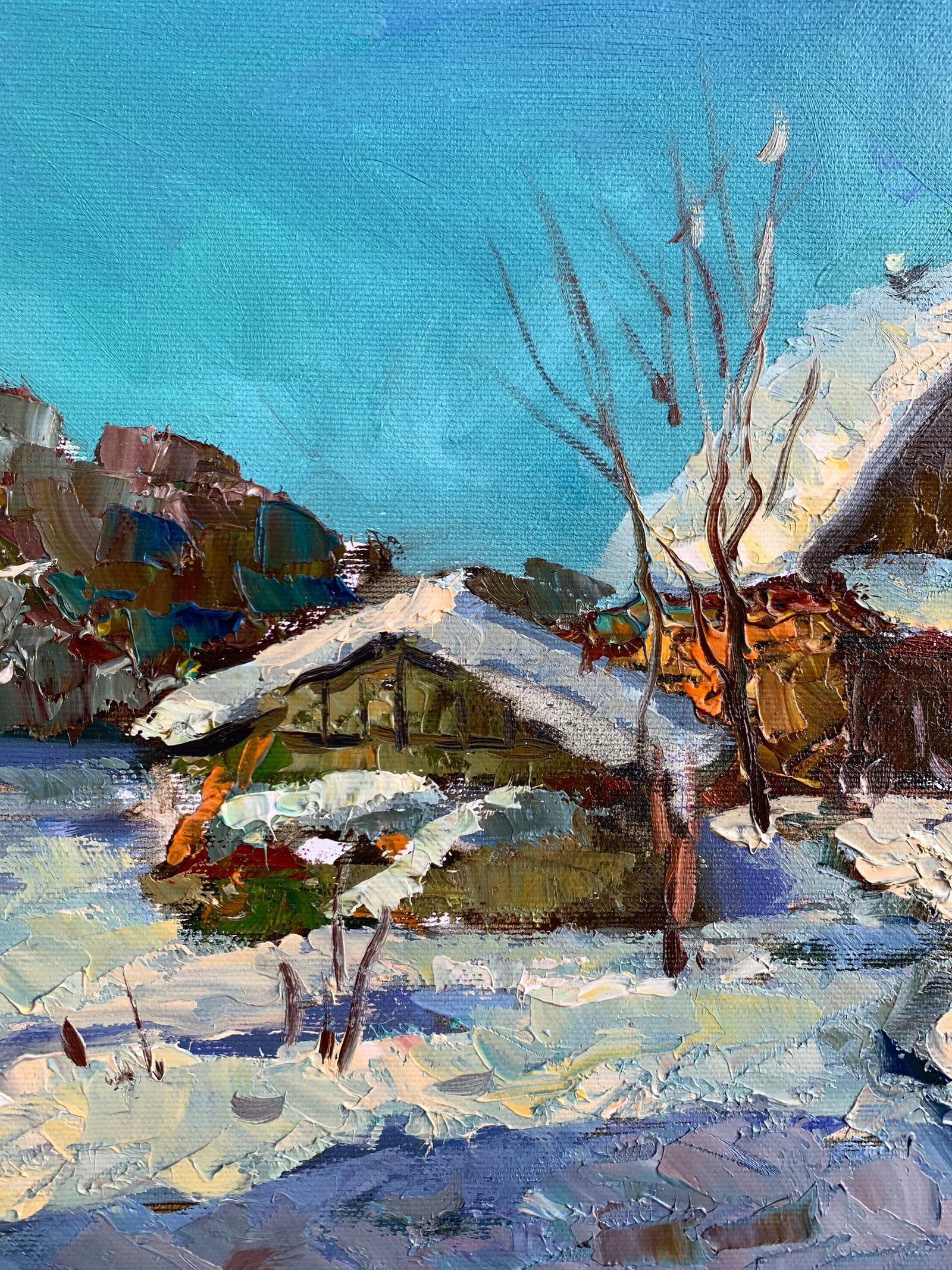 Oil painting House by the winter forest Sergey Ivanovich Animov - 4