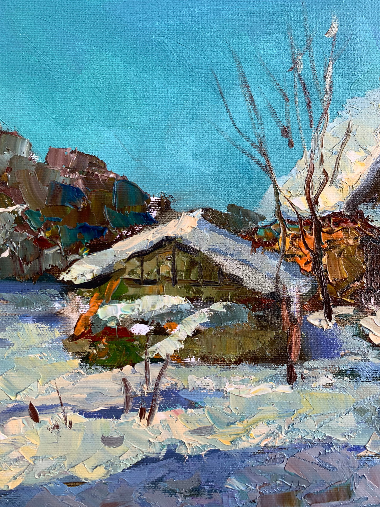 Oil painting House by the winter forest Sergey Ivanovich Animov - 5