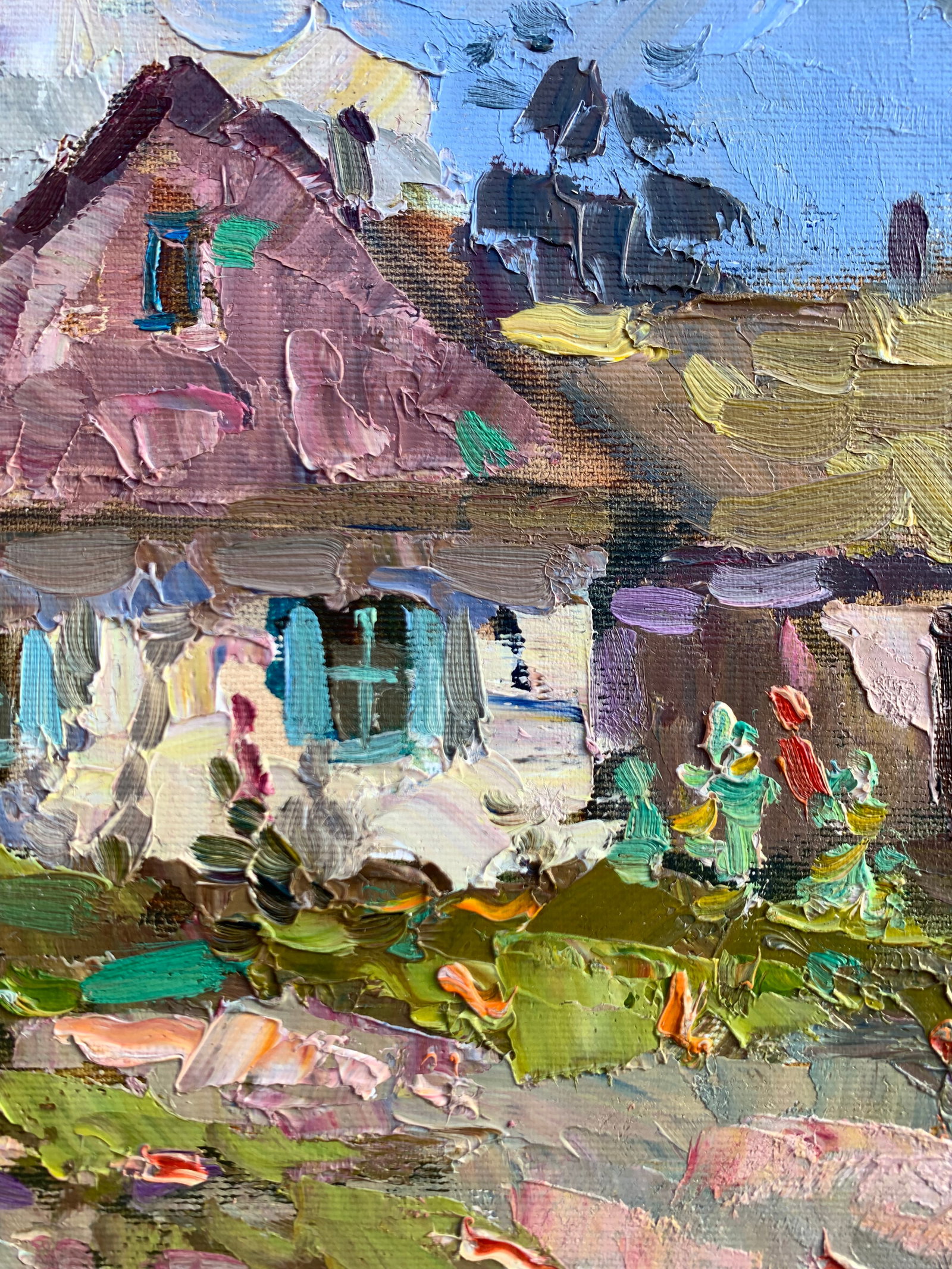 Oil painting It's summer outside Yard Sergey Ivanovich Animov - 10