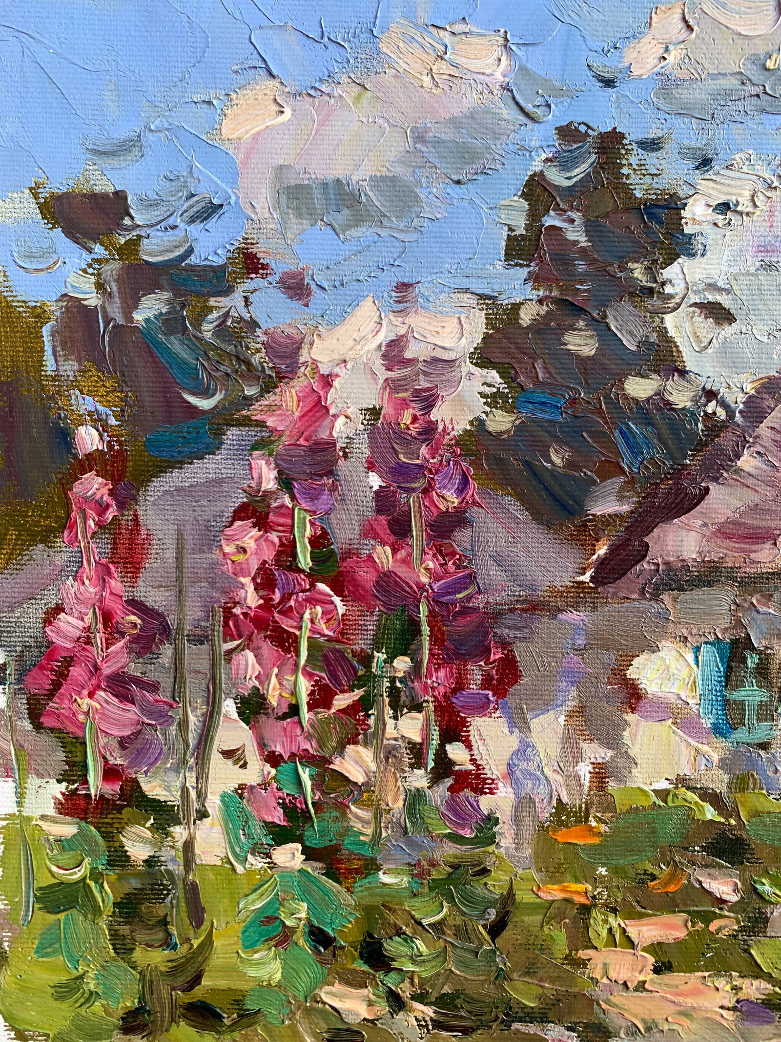 Oil painting It's summer outside Yard Sergey Ivanovich Animov - 3