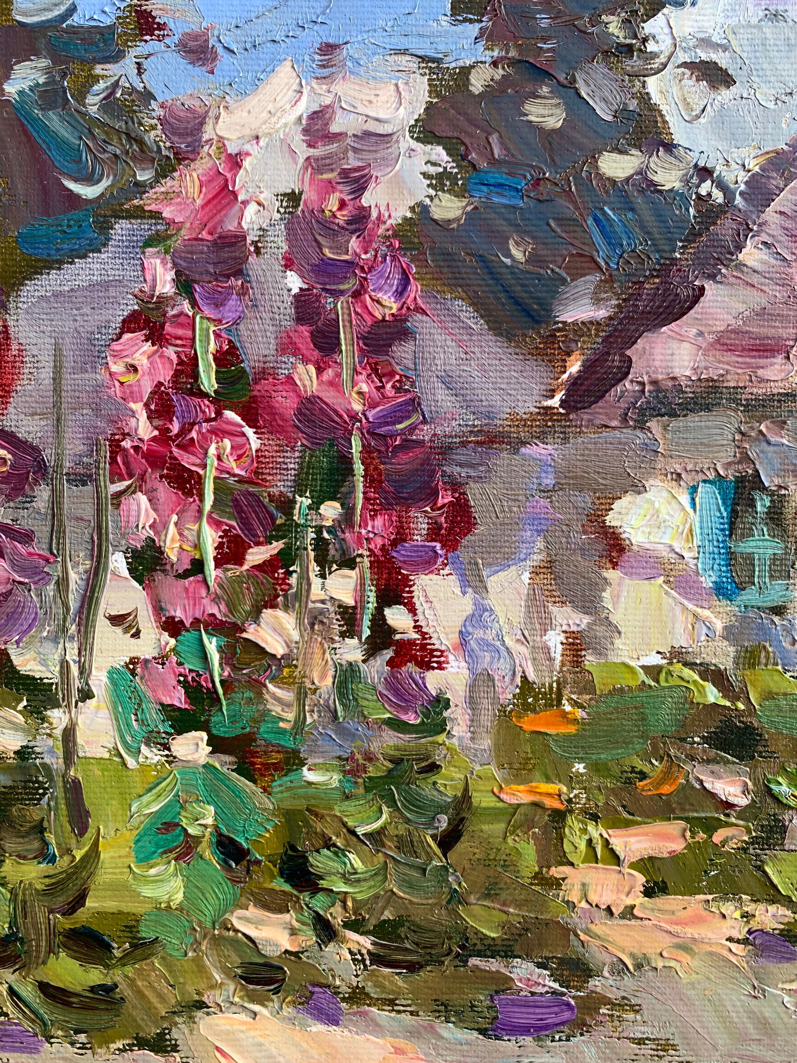 Oil painting It's summer outside Yard Sergey Ivanovich Animov - 4