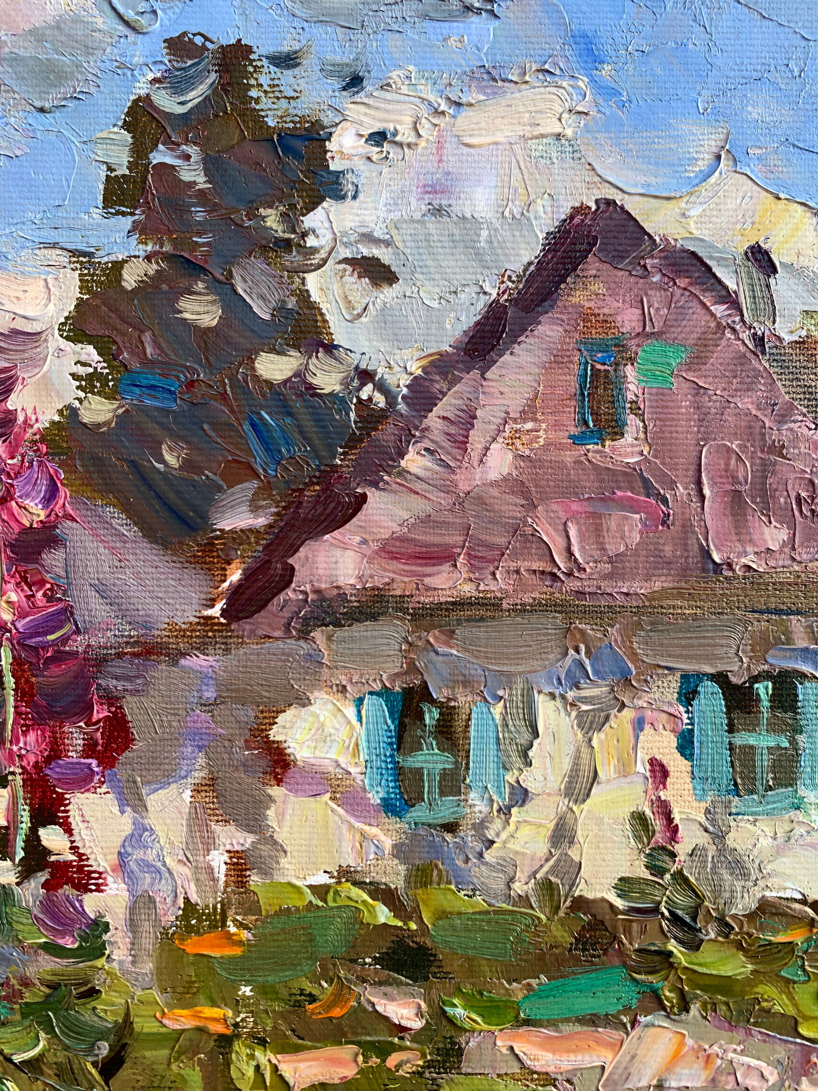 Oil painting It's summer outside Yard Sergey Ivanovich Animov - 5