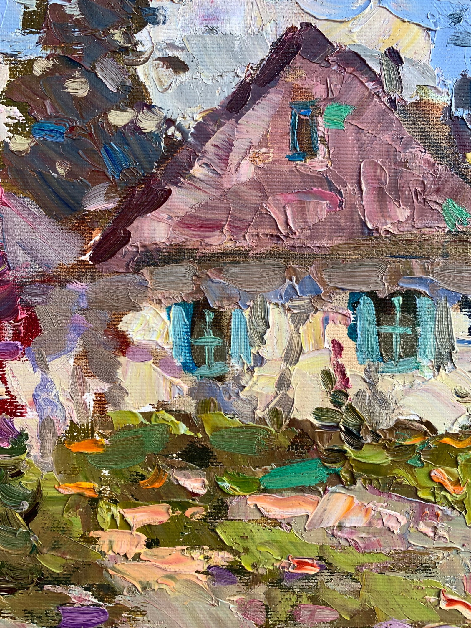 Oil painting It's summer outside Yard Sergey Ivanovich Animov - 6