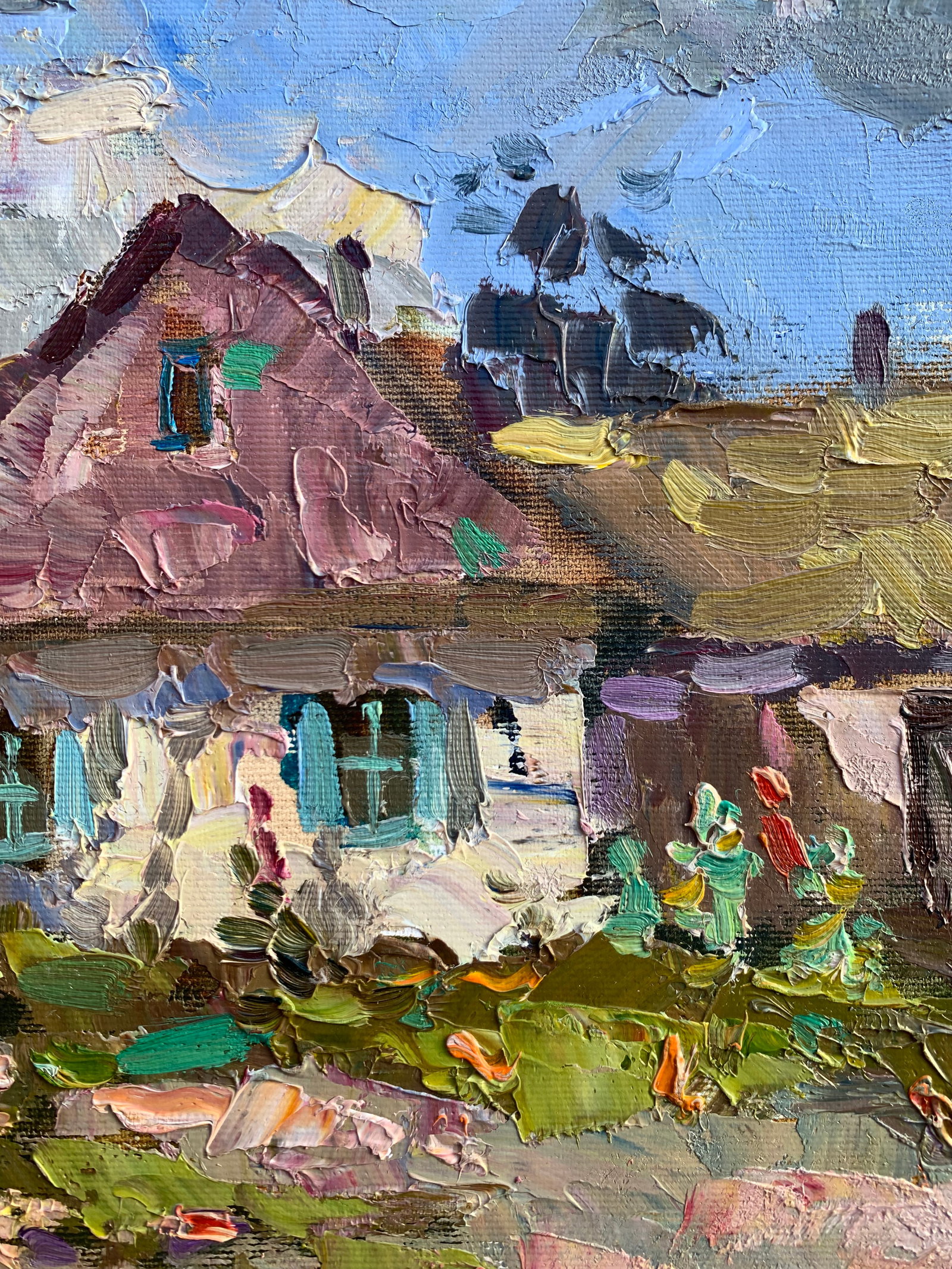 Oil painting It's summer outside Yard Sergey Ivanovich Animov - 8