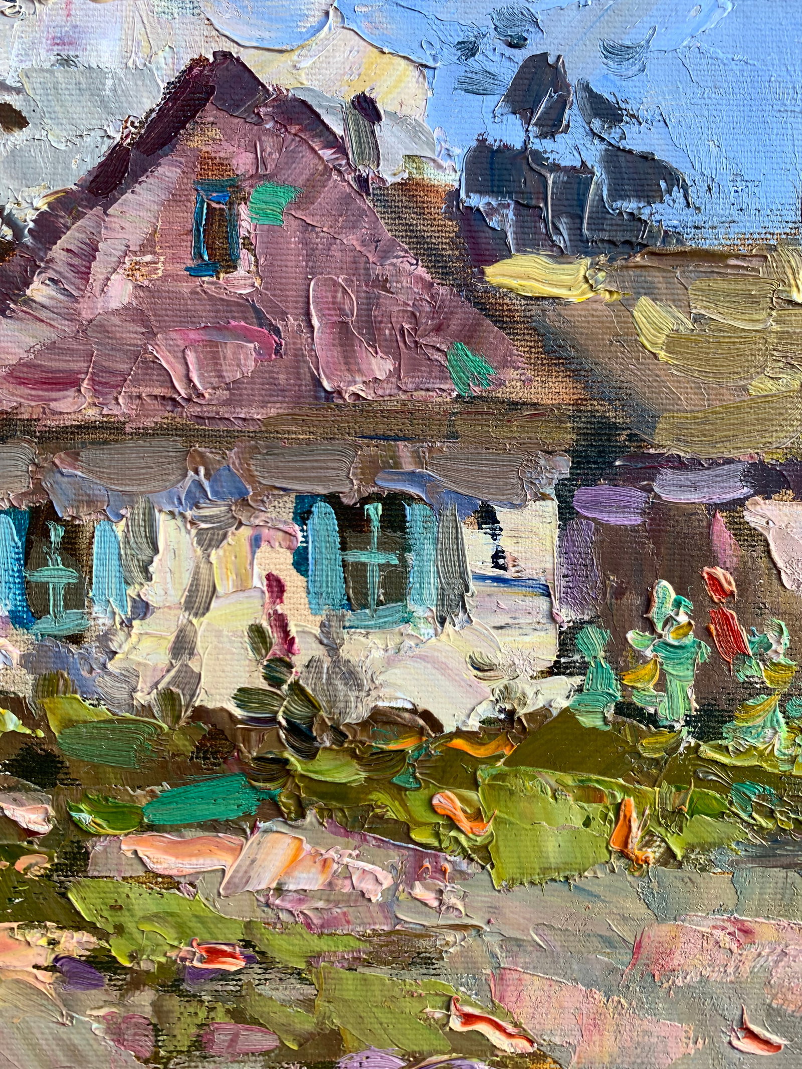 Oil painting It's summer outside Yard Sergey Ivanovich Animov - 9