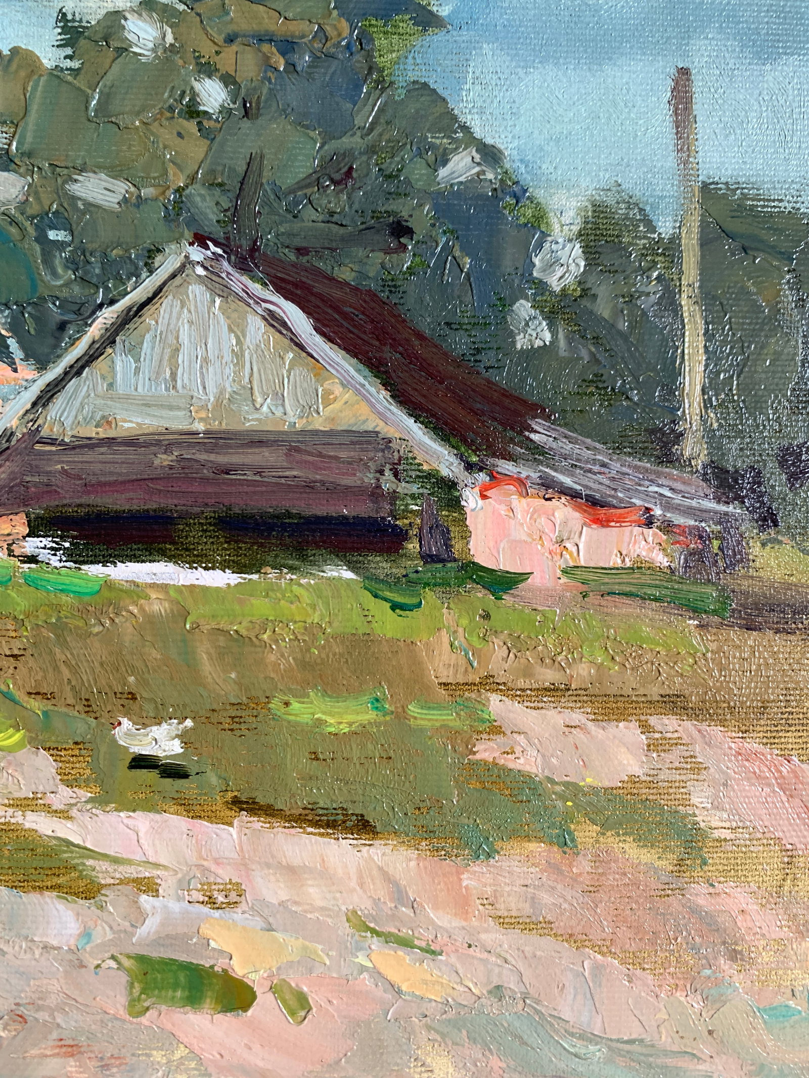 Oil painting Chickens graze Sergey Ivanovich Animov - 10