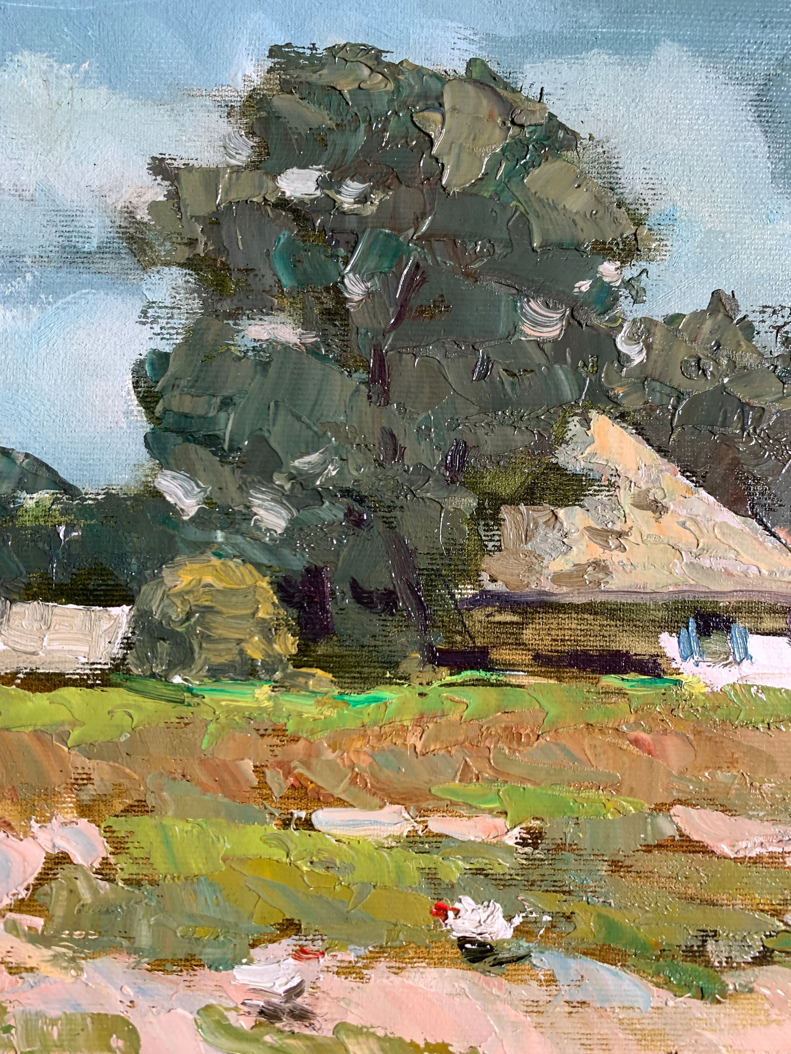 Oil painting Chickens graze Sergey Ivanovich Animov - 3
