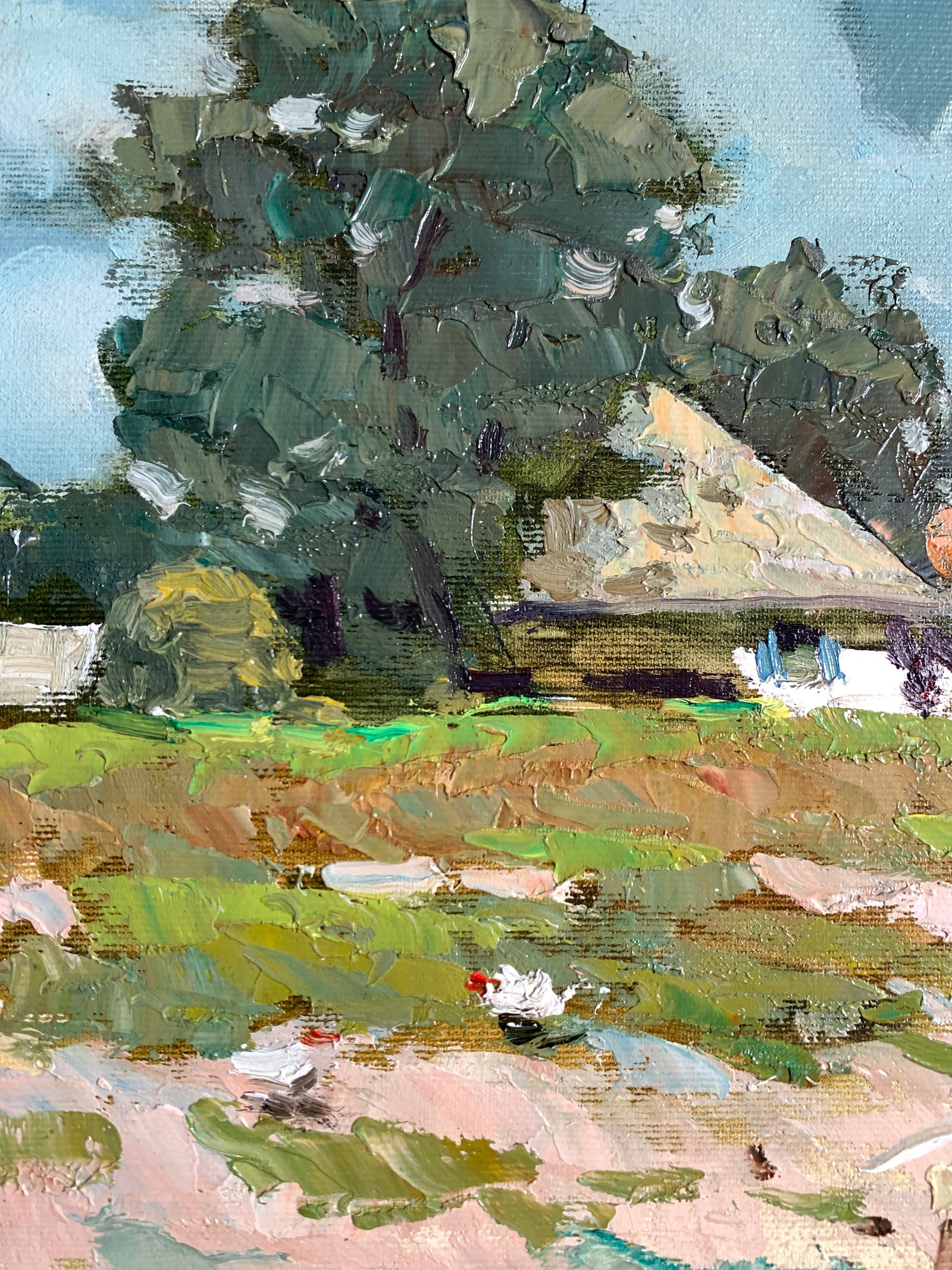 Oil painting Chickens graze Sergey Ivanovich Animov - 4