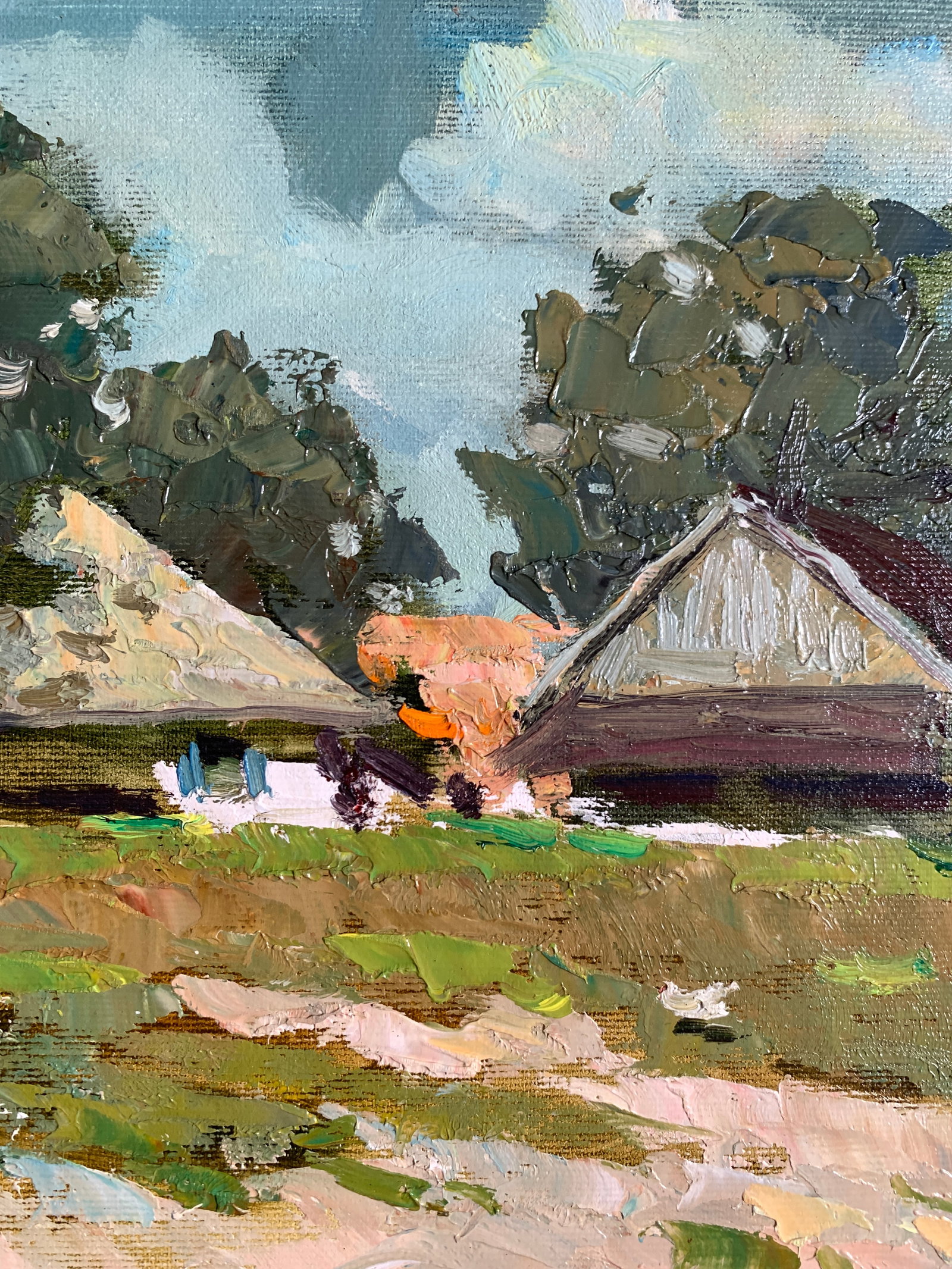 Oil painting Chickens graze Sergey Ivanovich Animov - 5
