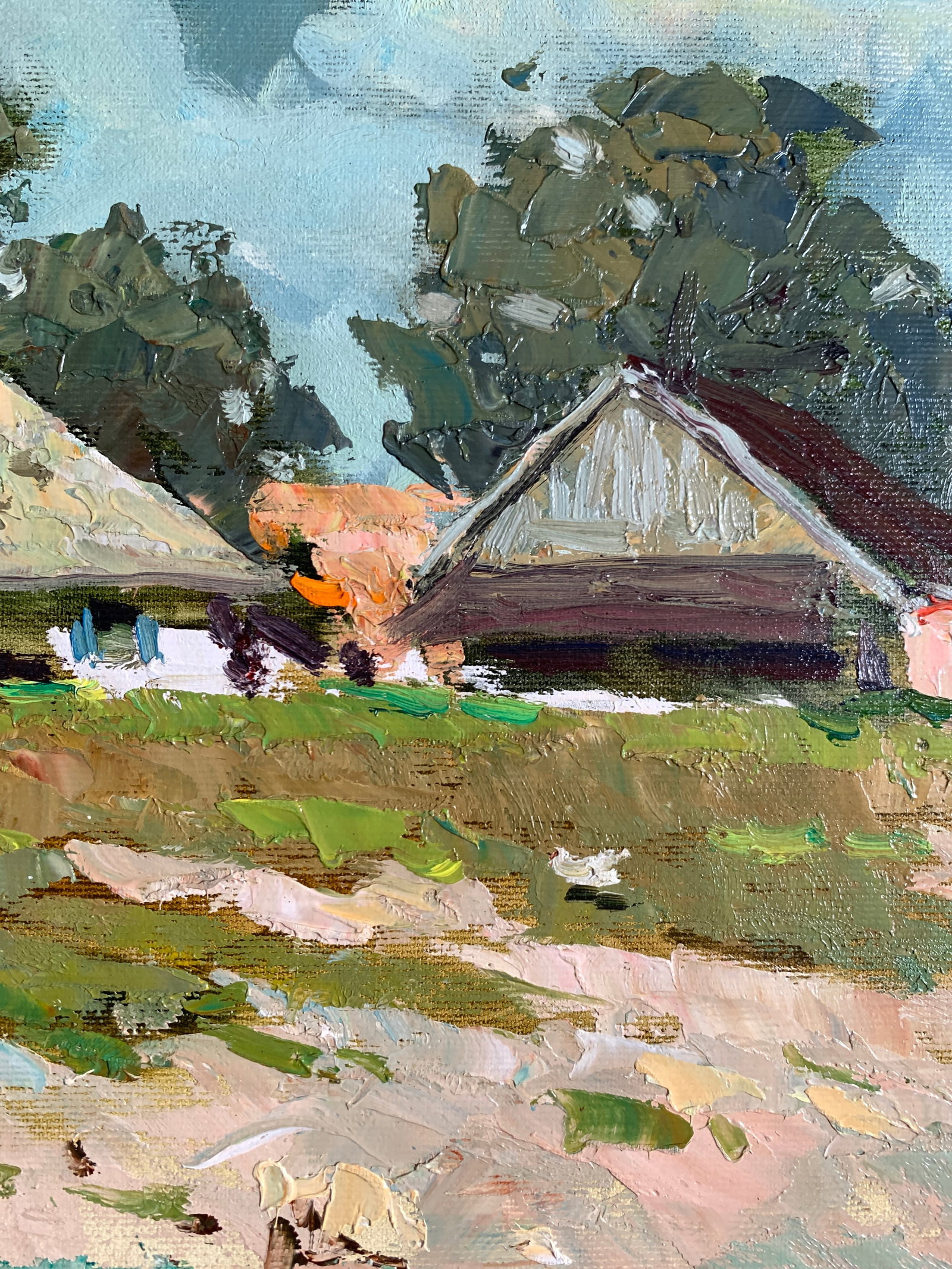 Oil painting Chickens graze Sergey Ivanovich Animov - 6