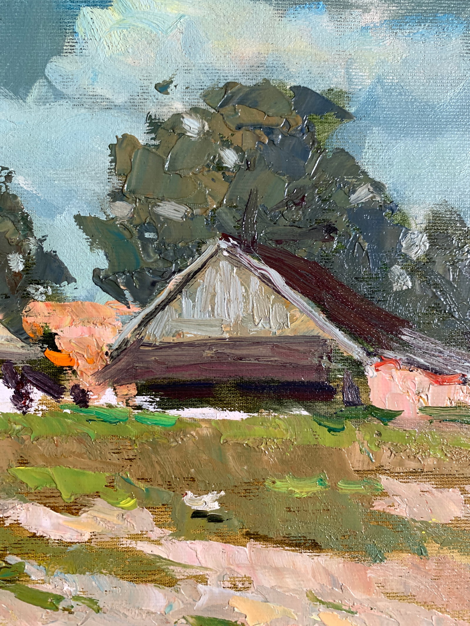 Oil painting Chickens graze Sergey Ivanovich Animov - 7
