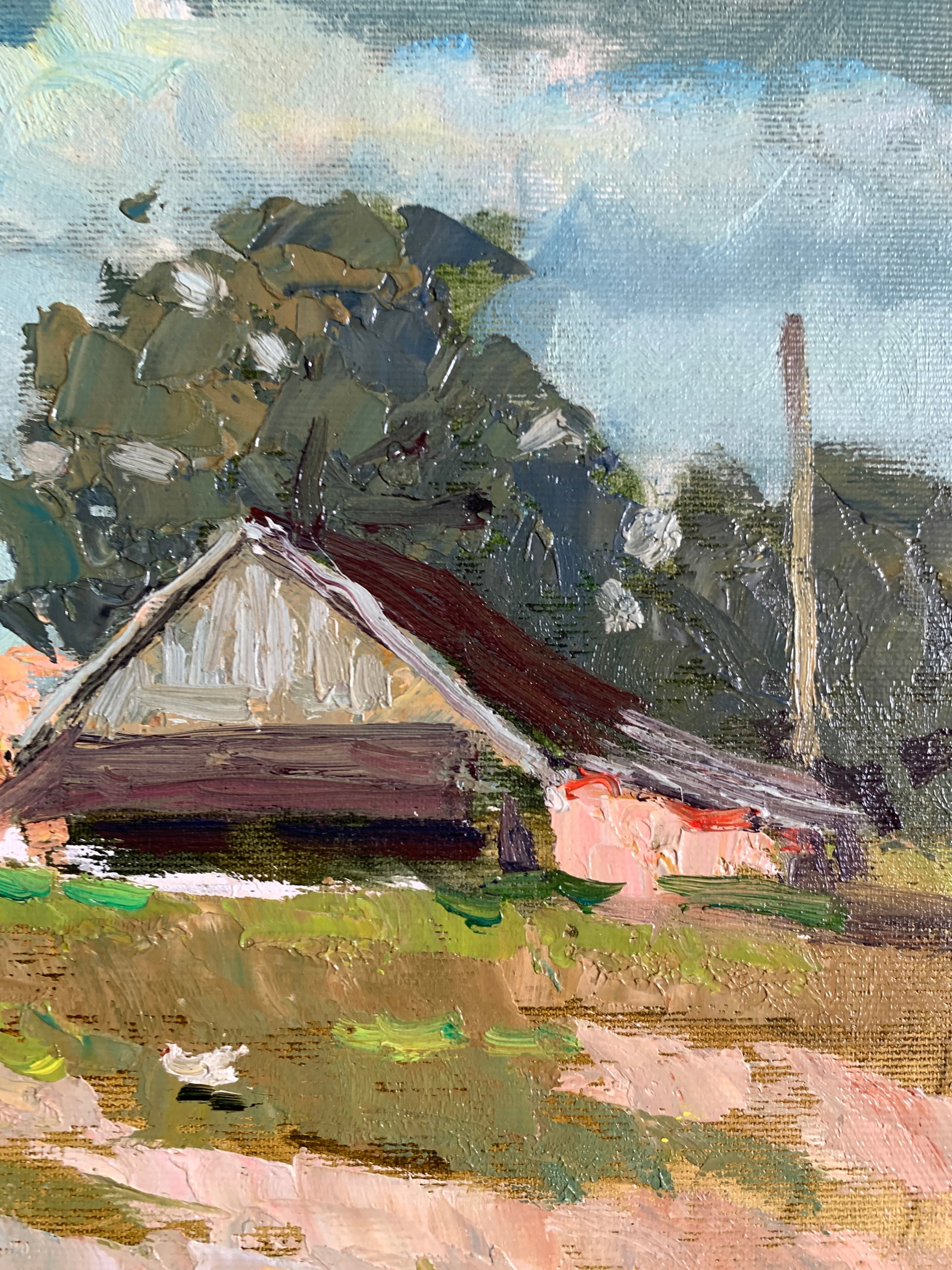 Oil painting Chickens graze Sergey Ivanovich Animov - 8
