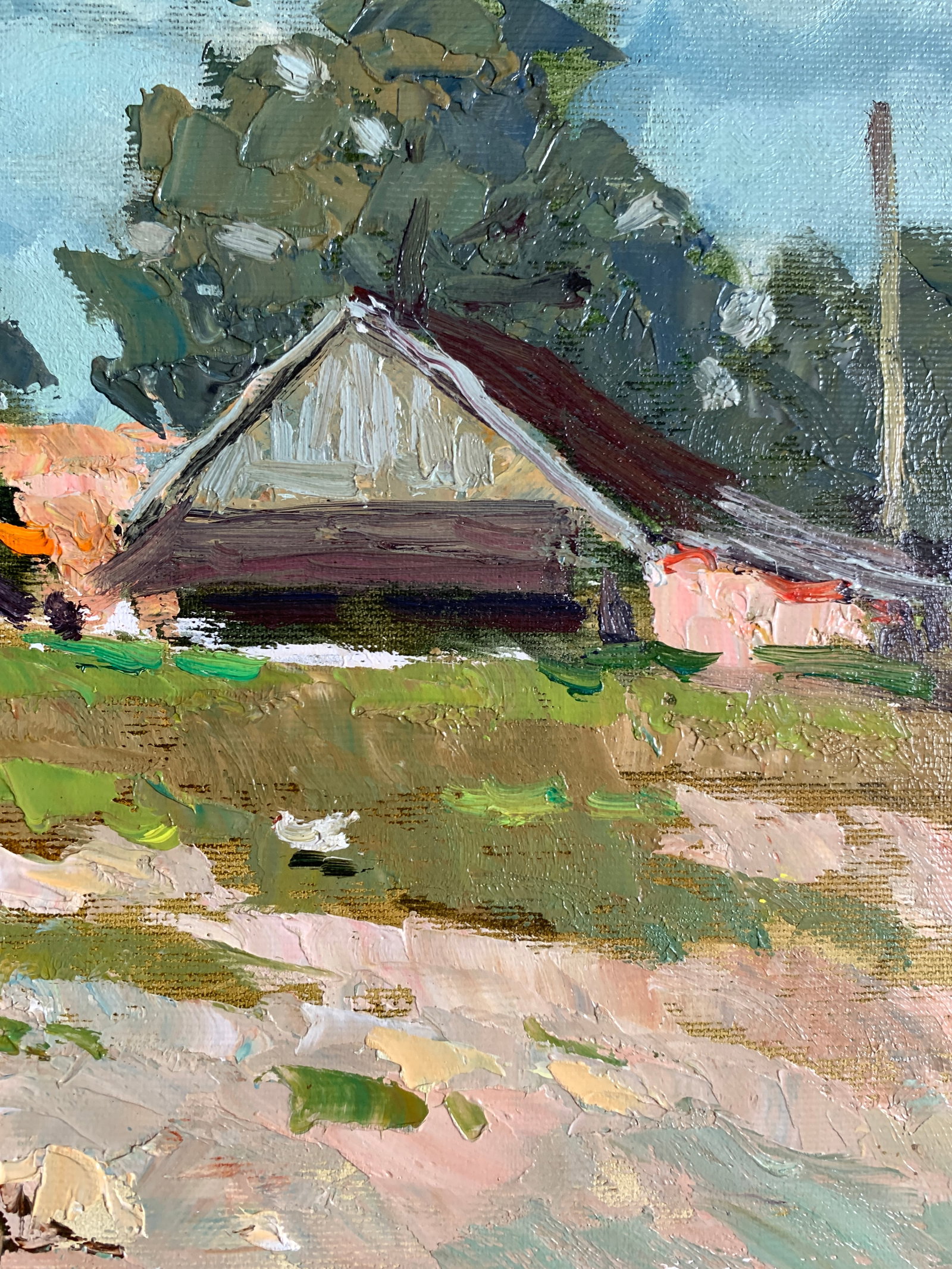 Oil painting Chickens graze Sergey Ivanovich Animov - 9