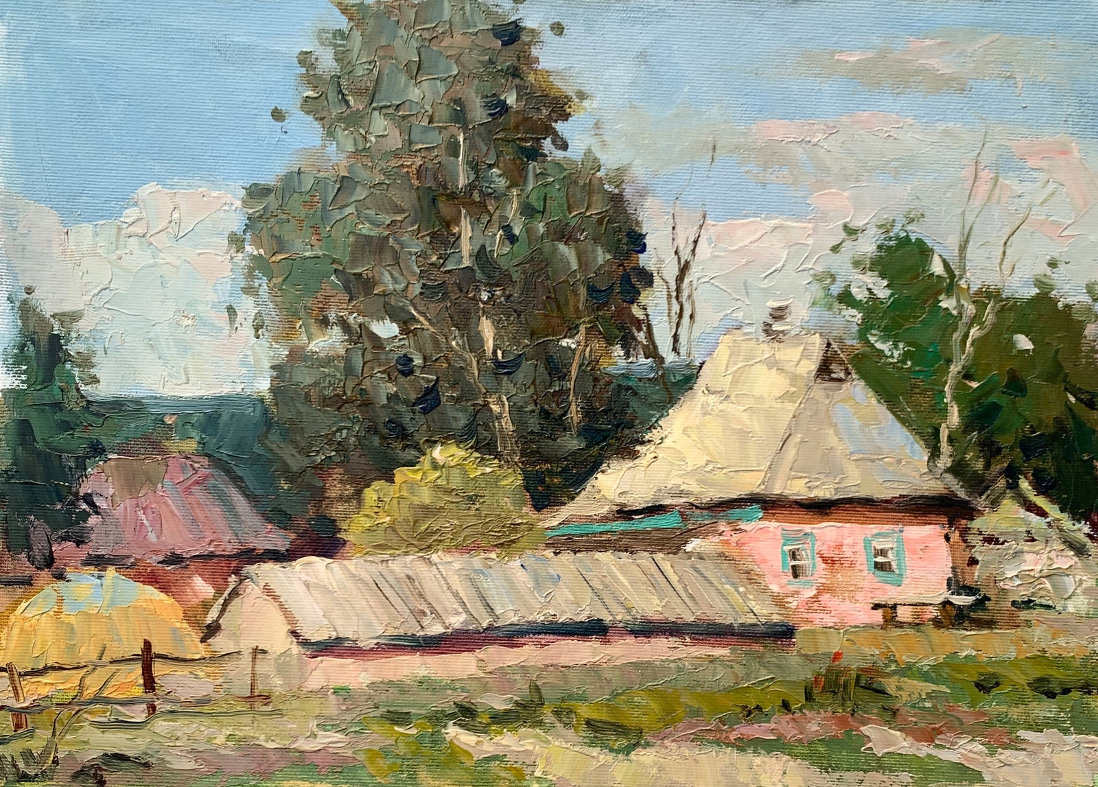 Oil painting Village houses Sergey Ivanovich Animov: 347DDD Painter: Sergey Ivanovich Animov S?ze: 27x38 cm/10.62x14.96 inches Components: canvas, oil Original painting from our collection ERA: modern About the artist: Serhiy Ivanovych was born on May